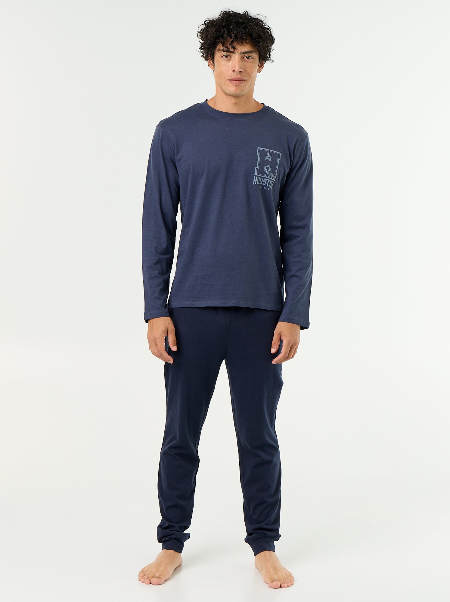 Ensemble de pyjama long en jersey - 2 pièces - Bleu