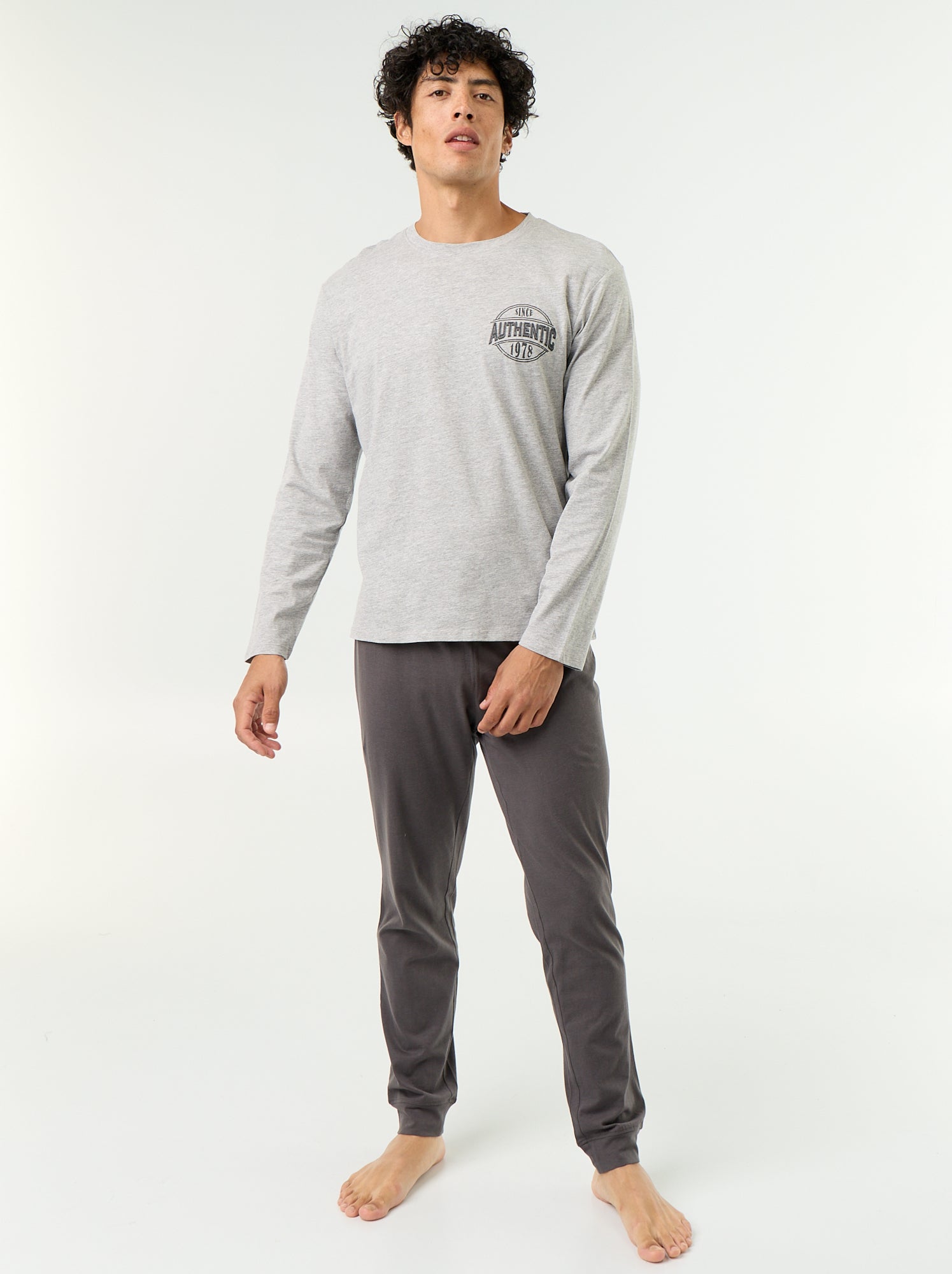 Ensemble de pyjama long en jersey - 2 pièces - Gris