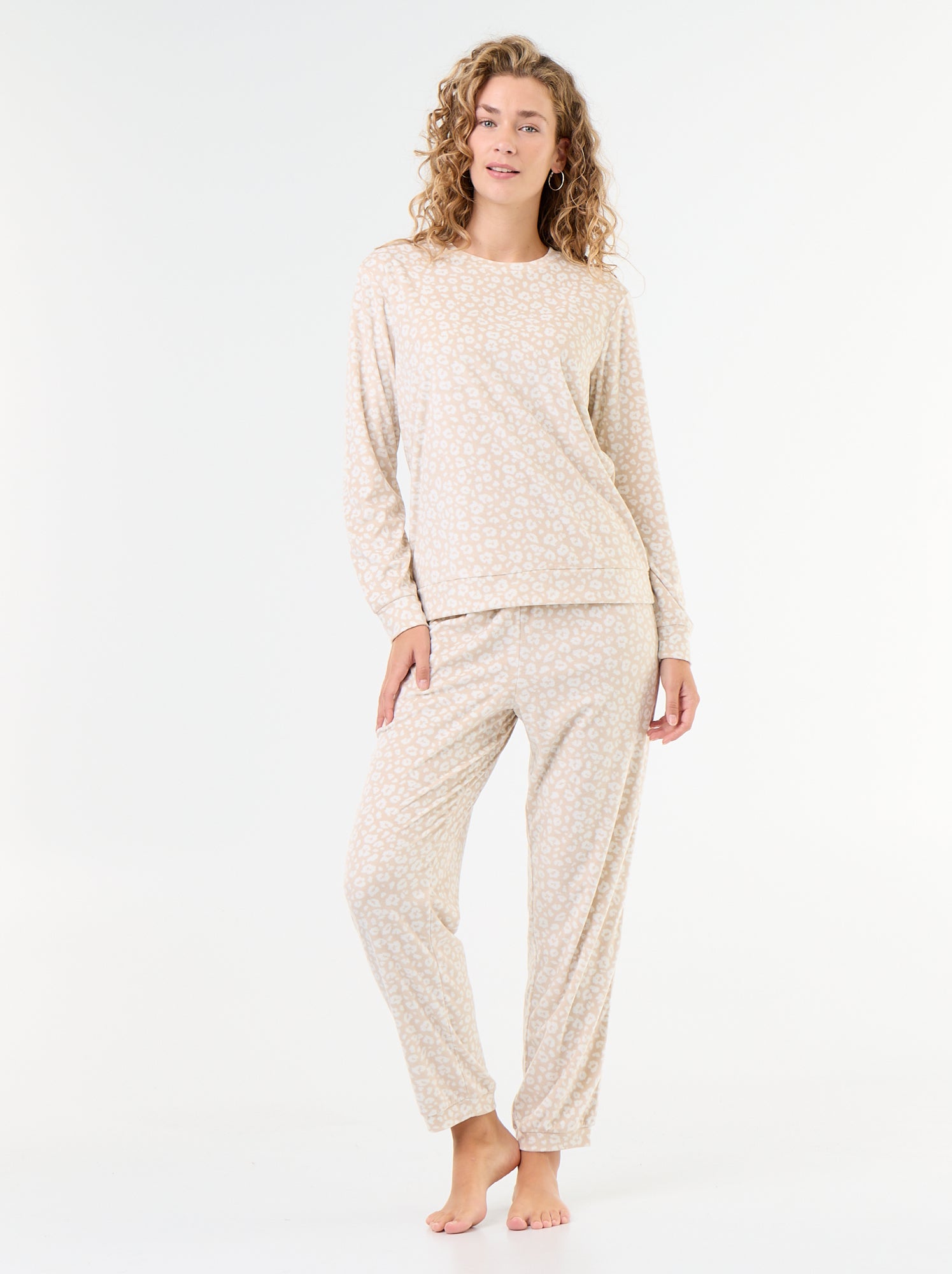 Ensemble de pyjama long en polaire - 2 pièces - Beige