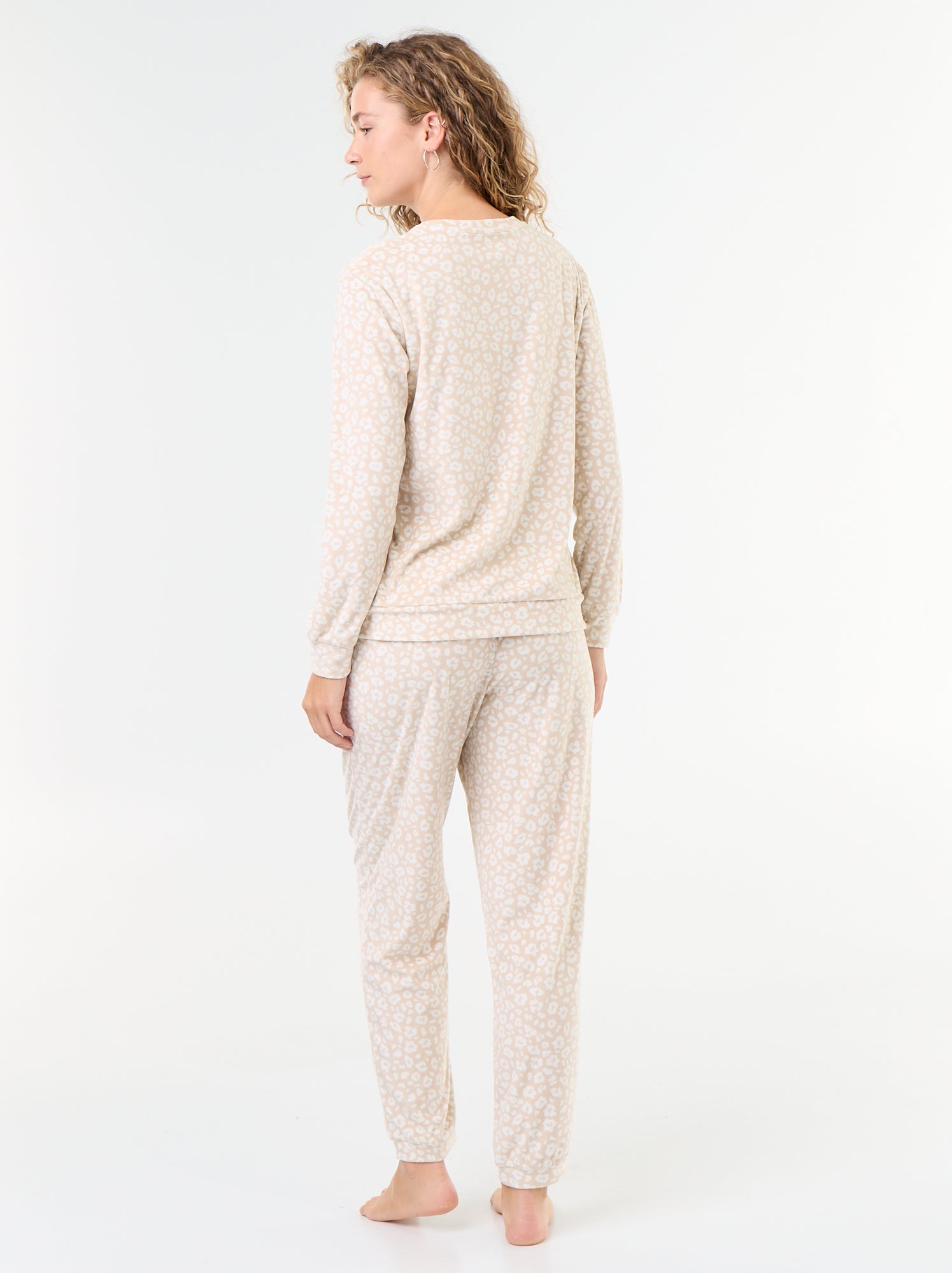 Ensemble de pyjama long en polaire - 2 pièces - Beige