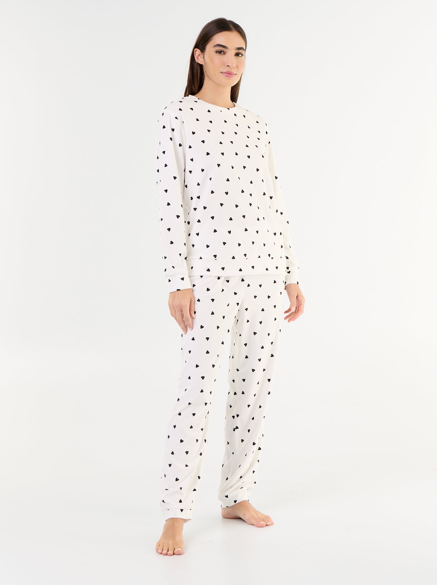 Ensemble de pyjama long en polaire - 2 pièces - Blanc (FYD89_1)