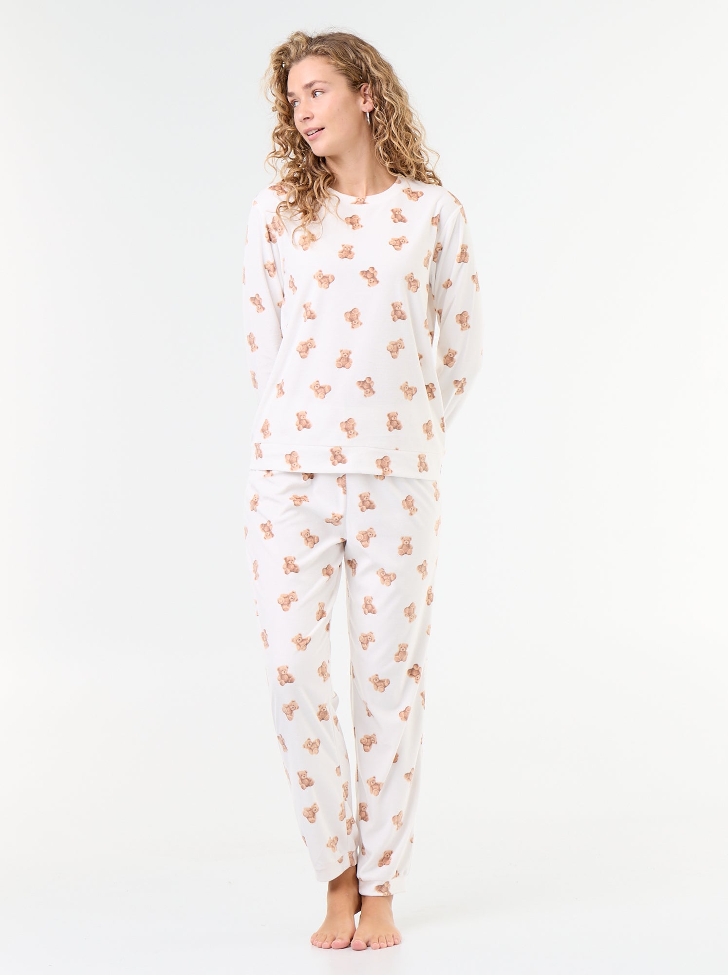 Ensemble de pyjama long en polaire - 2 pièces - Blanc (FYD89_2)