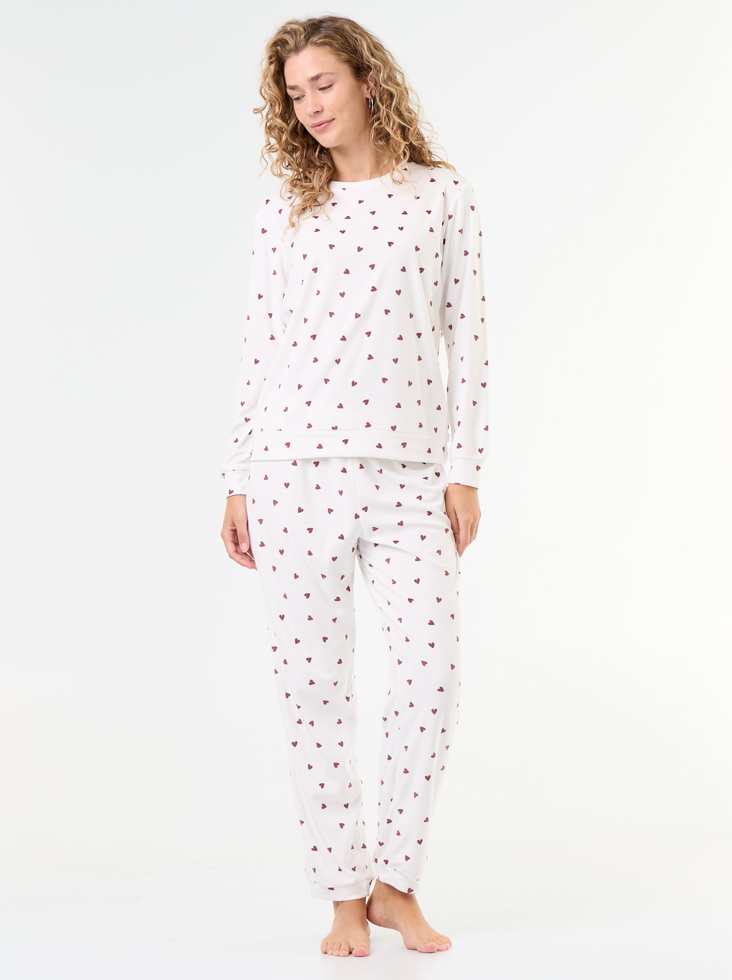 Ensemble de pyjama long en polaire - 2 pièces - Blanc (FYD89_4)
