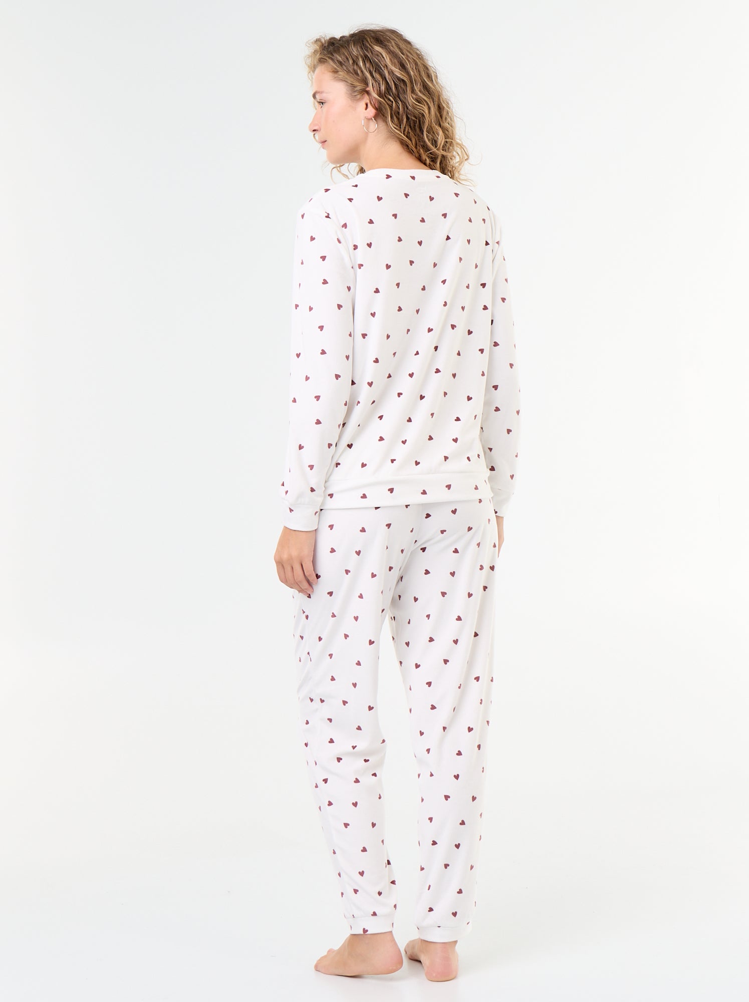 Ensemble de pyjama long en polaire - 2 pièces - Blanc (FYD89_4)