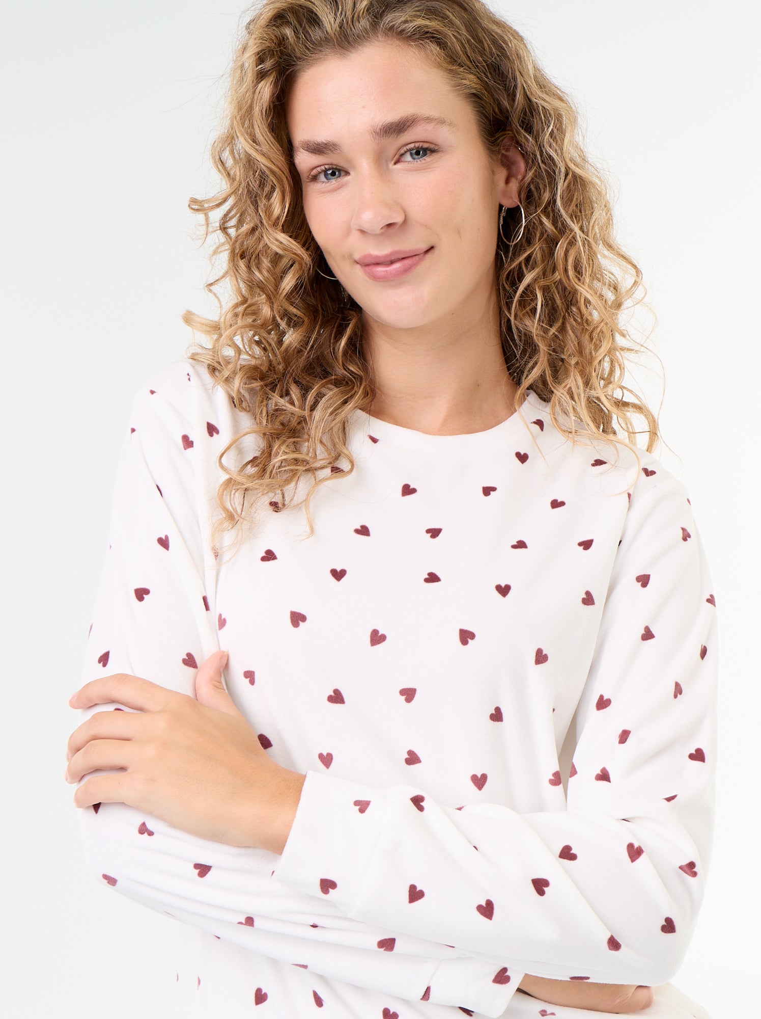 Ensemble de pyjama long en polaire - 2 pièces - Blanc (FYD89_4)