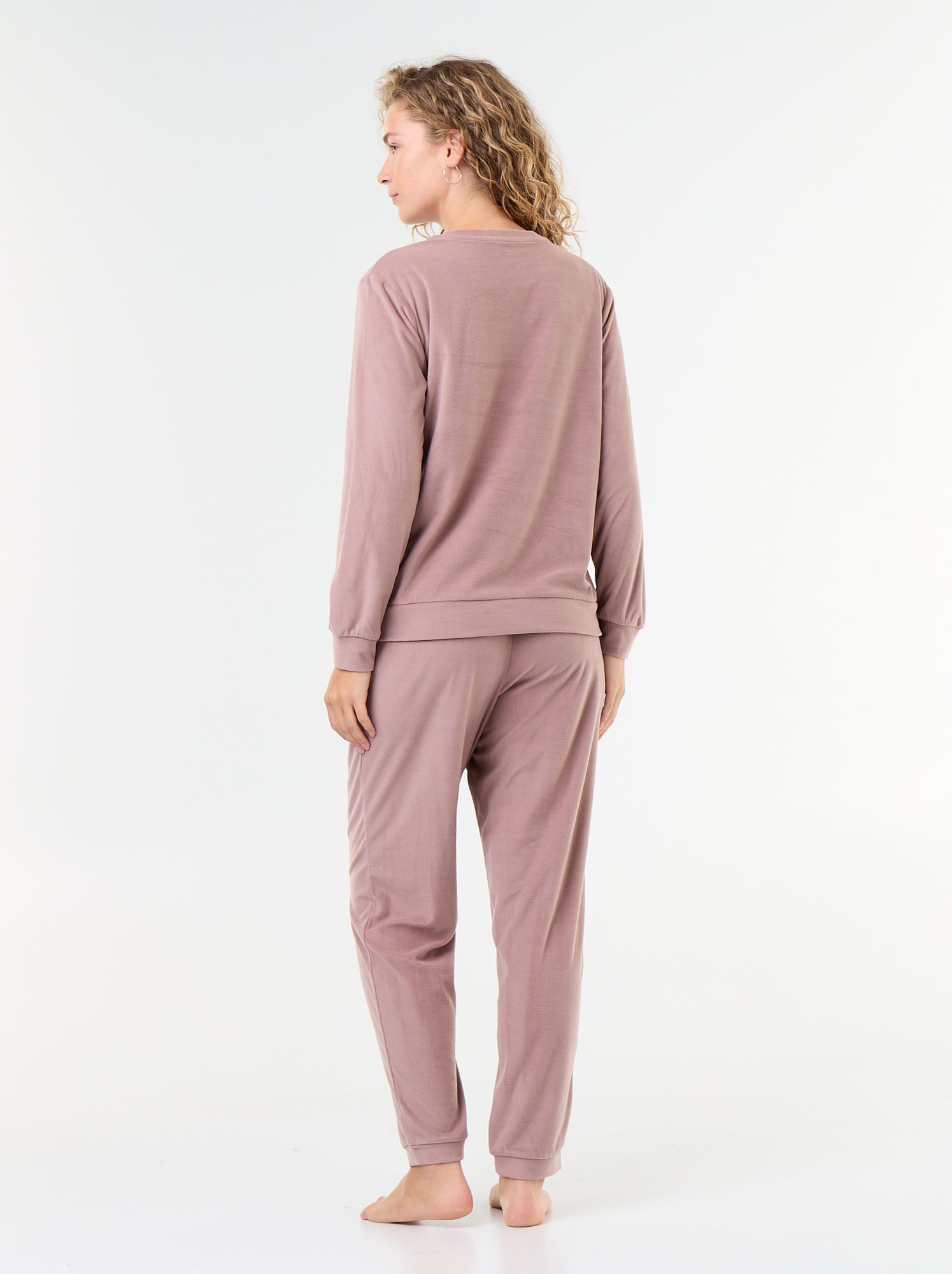 Ensemble de pyjama long en polaire - 2 pièces - Rose