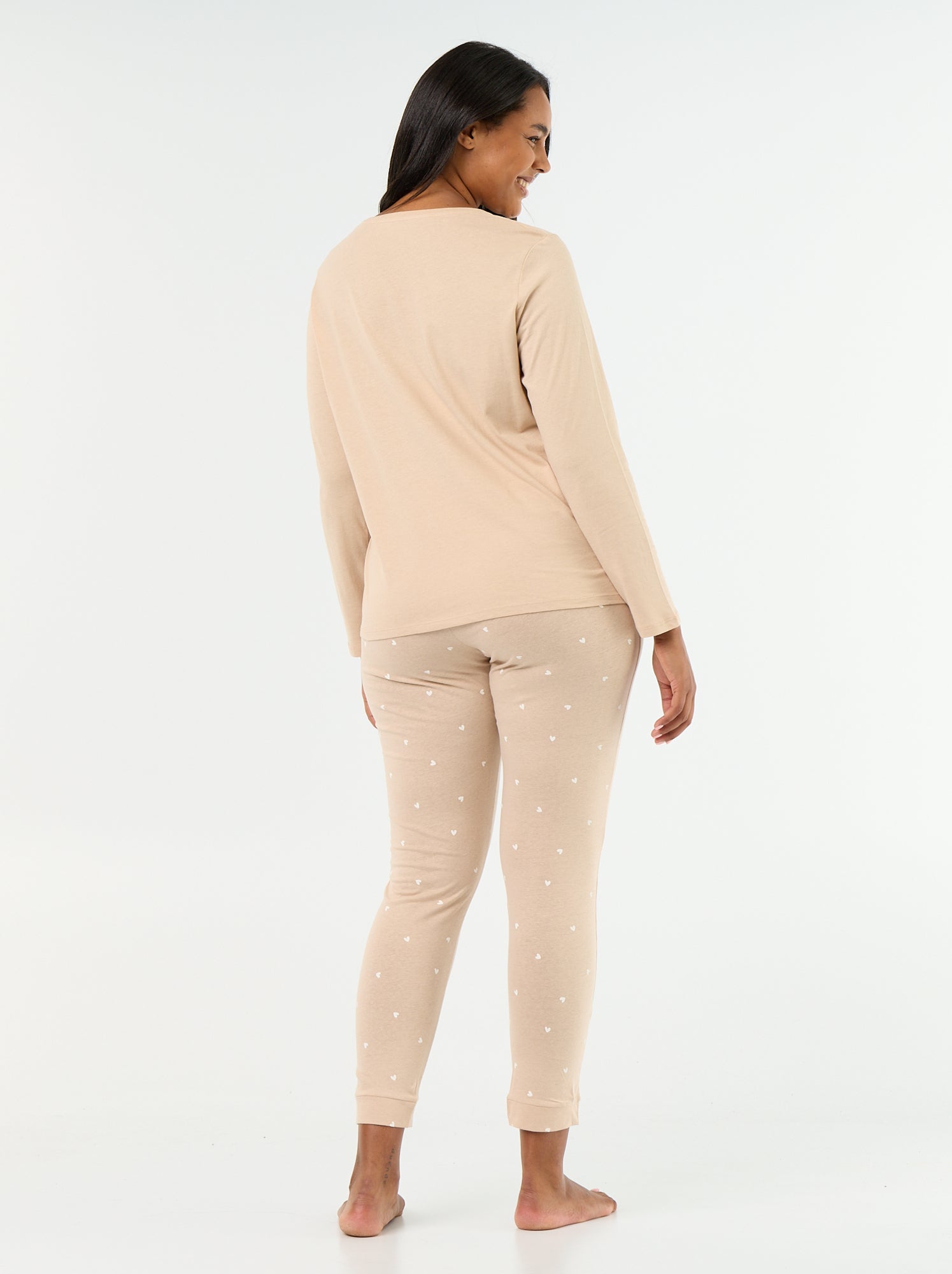 Ensemble de pyjama long imprimé - 2 pièces - Beige