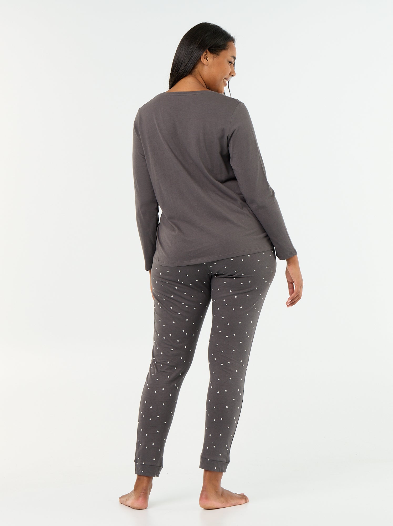 Ensemble de pyjama long imprimé - 2 pièces - Noir