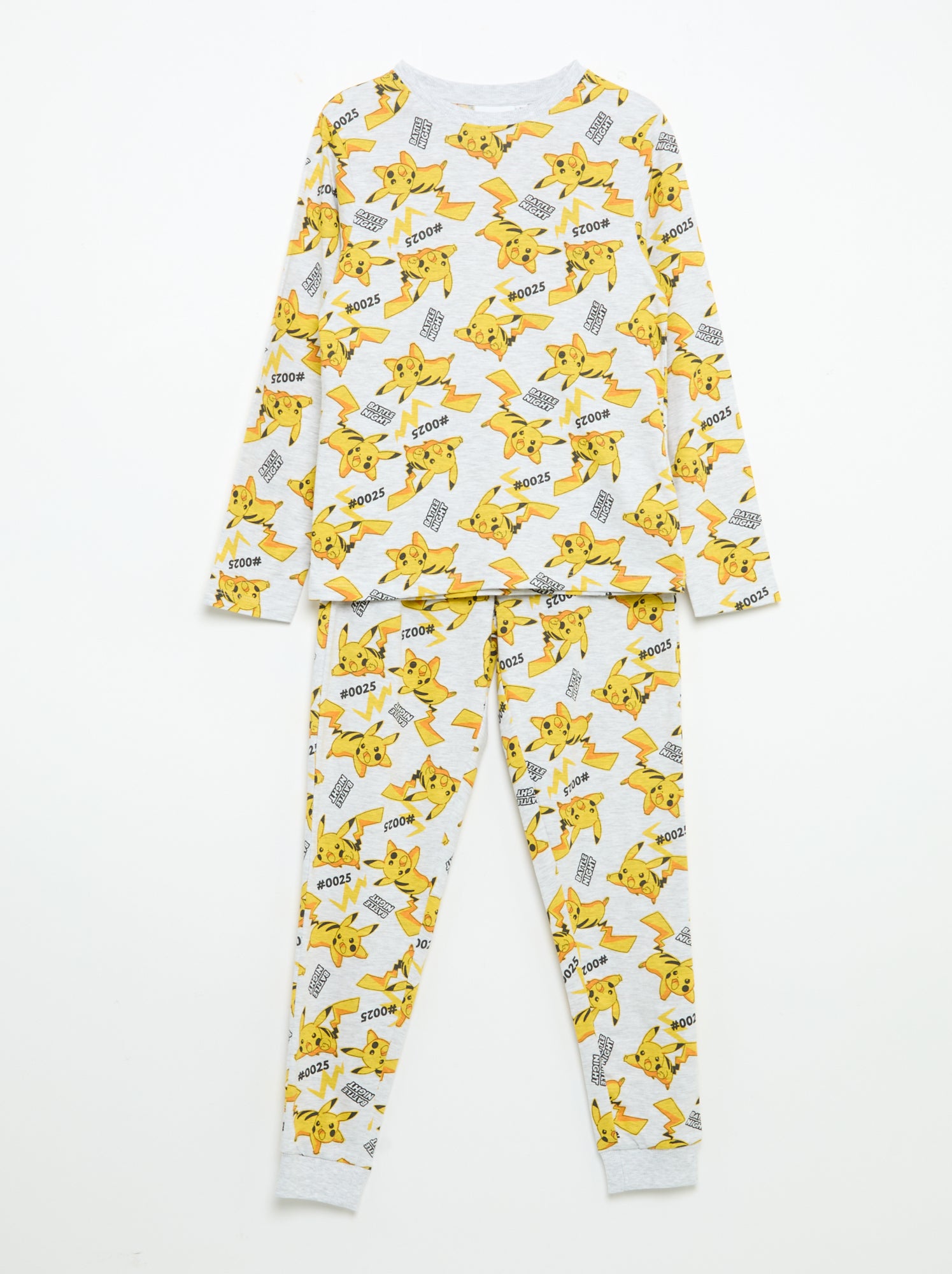 Ensemble de pyjama long 'Pikachu' 'Pokémon' - 2 pièces - Gris