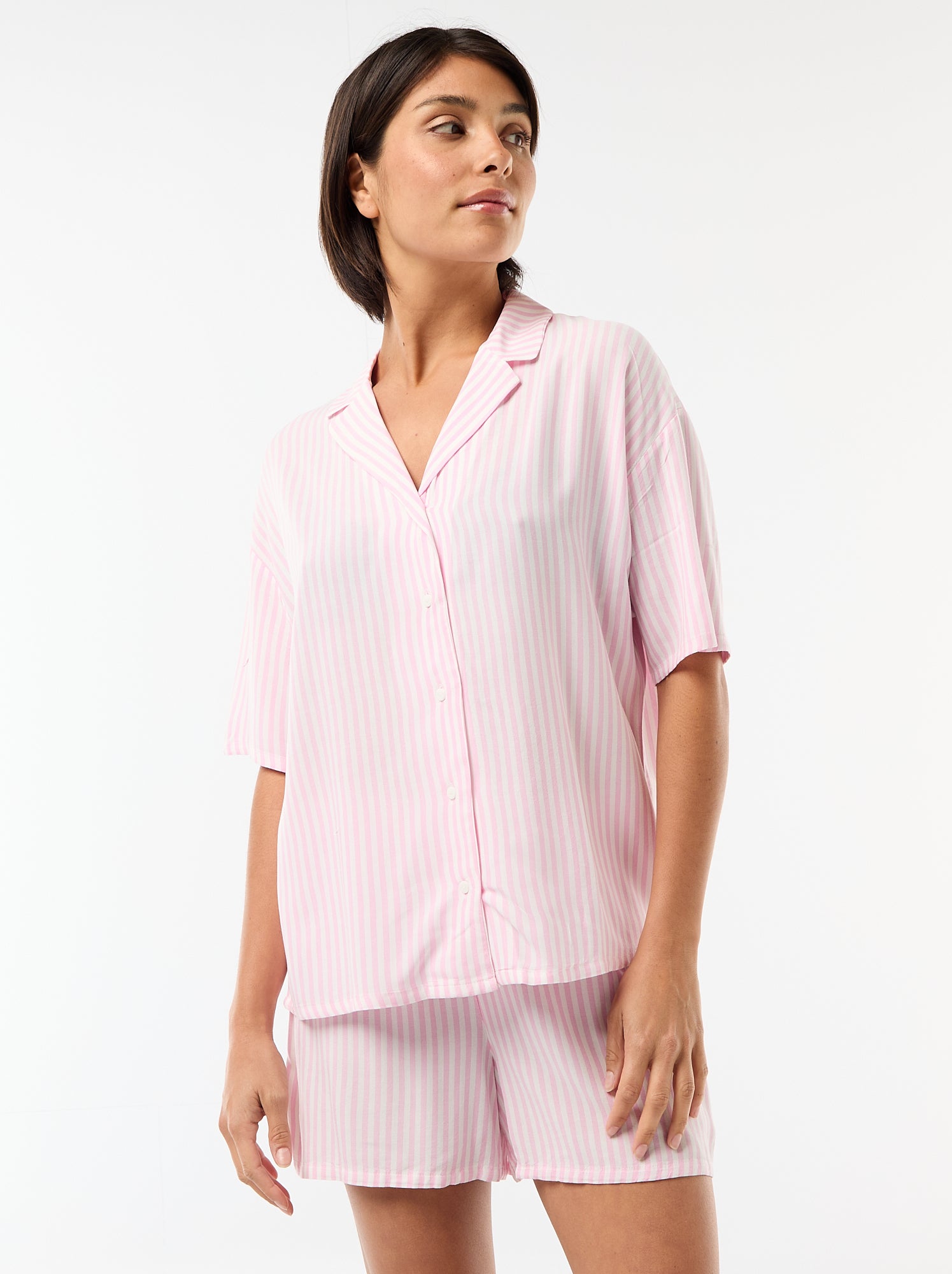 Ensemble de pyjama all-over rayé haut + short - Rose