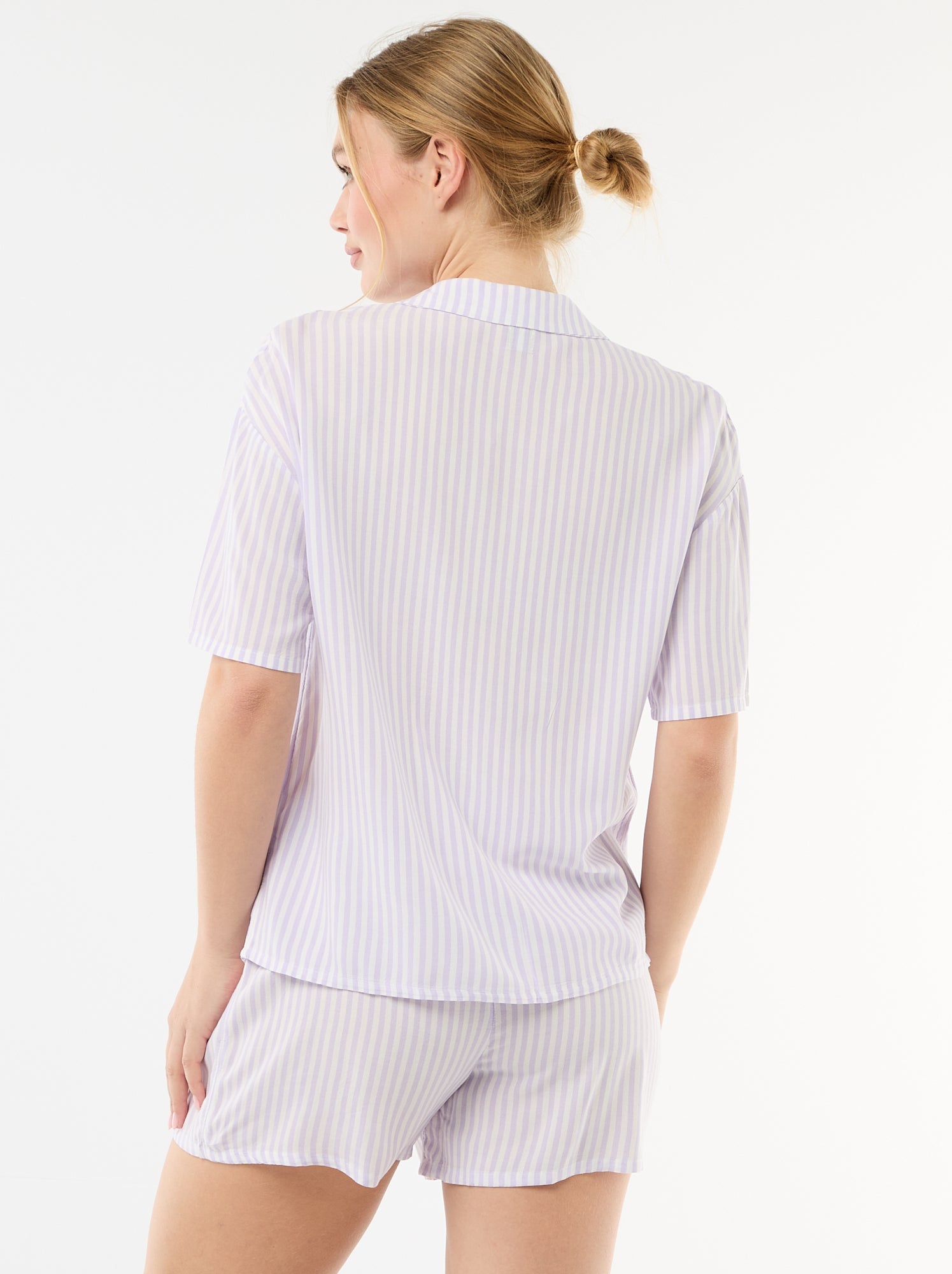 Ensemble de pyjama all-over rayé haut + short - Violet