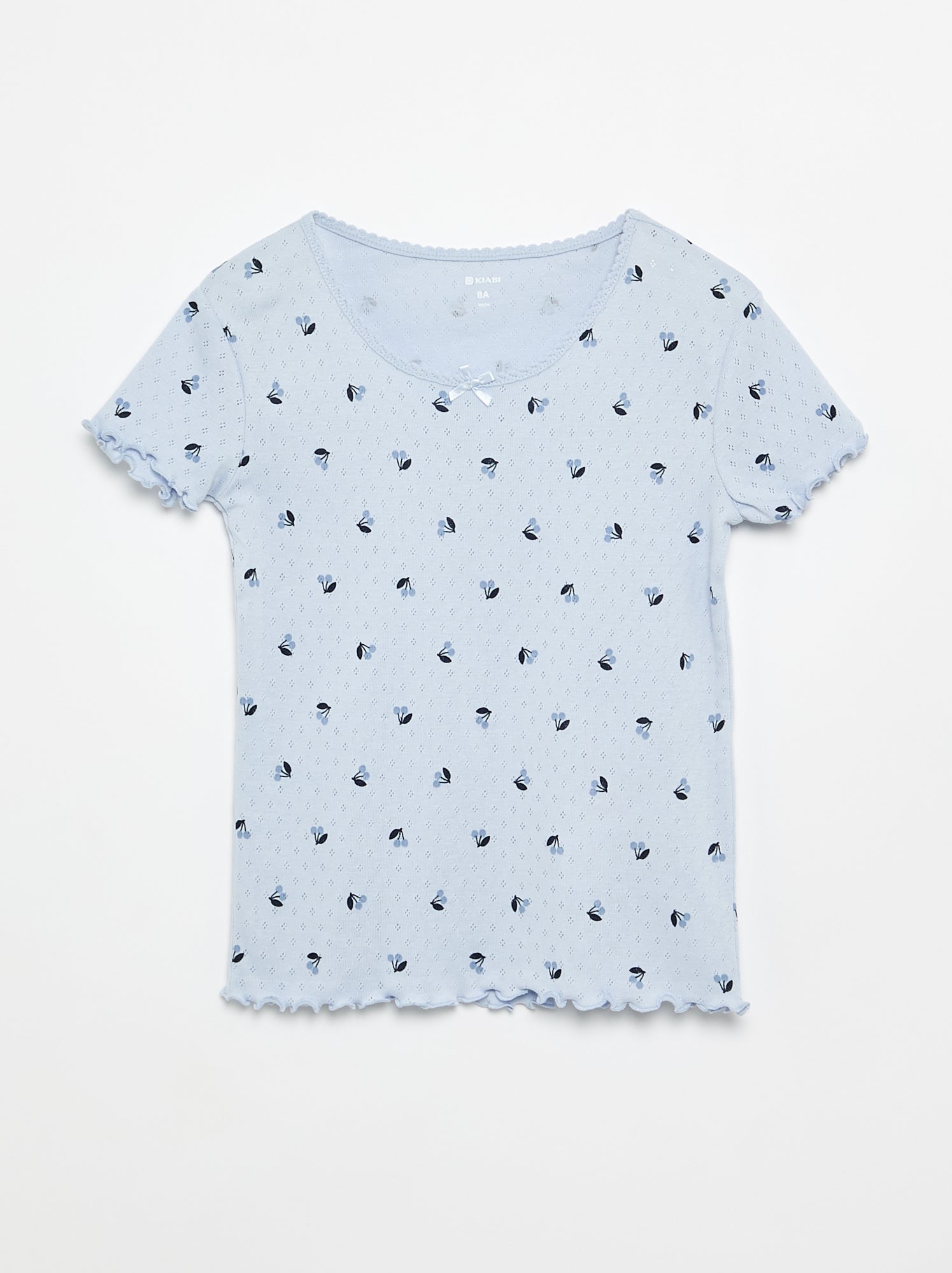 Ensemble de pyjama t-shirt + short en maille pointelle - 2 pièces - Bleu
