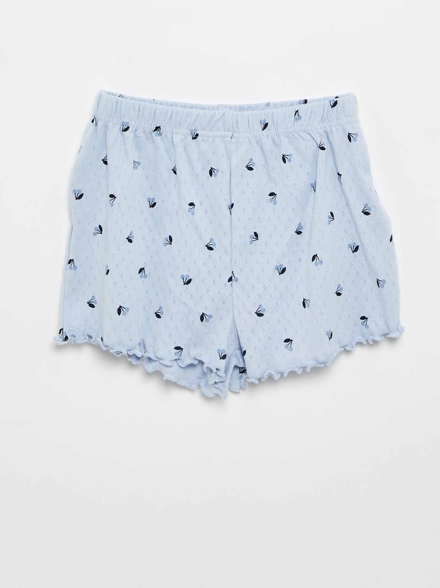 Ensemble de pyjama t-shirt + short en maille pointelle - 2 pièces - Bleu