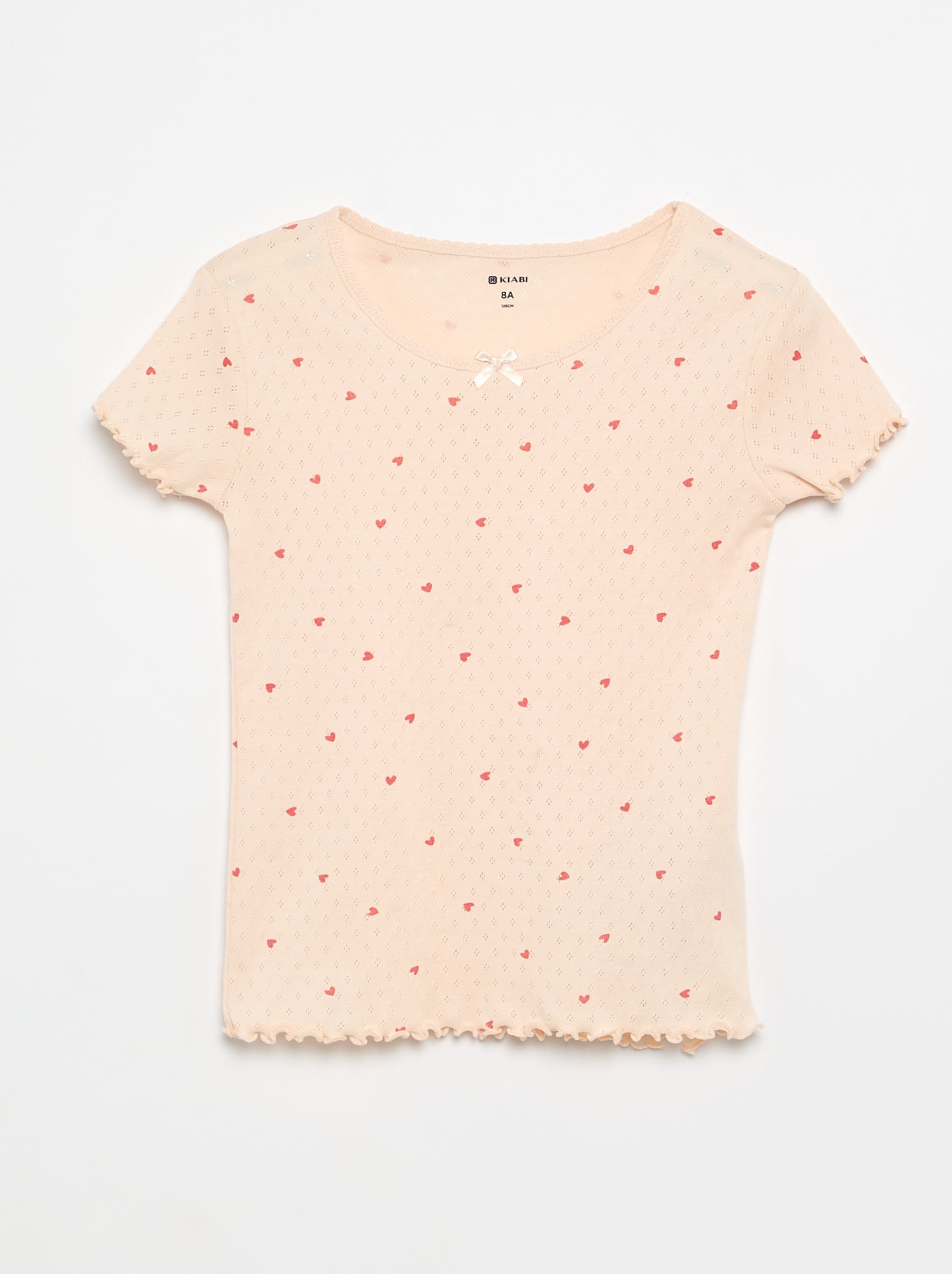 Ensemble de pyjama t-shirt + short en maille pointelle - 2 pièces - Rose