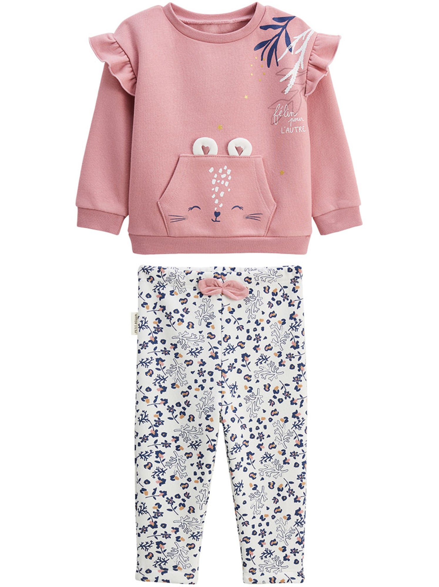 Ensemble enfant sweat et legging en molleton céleste - Rose