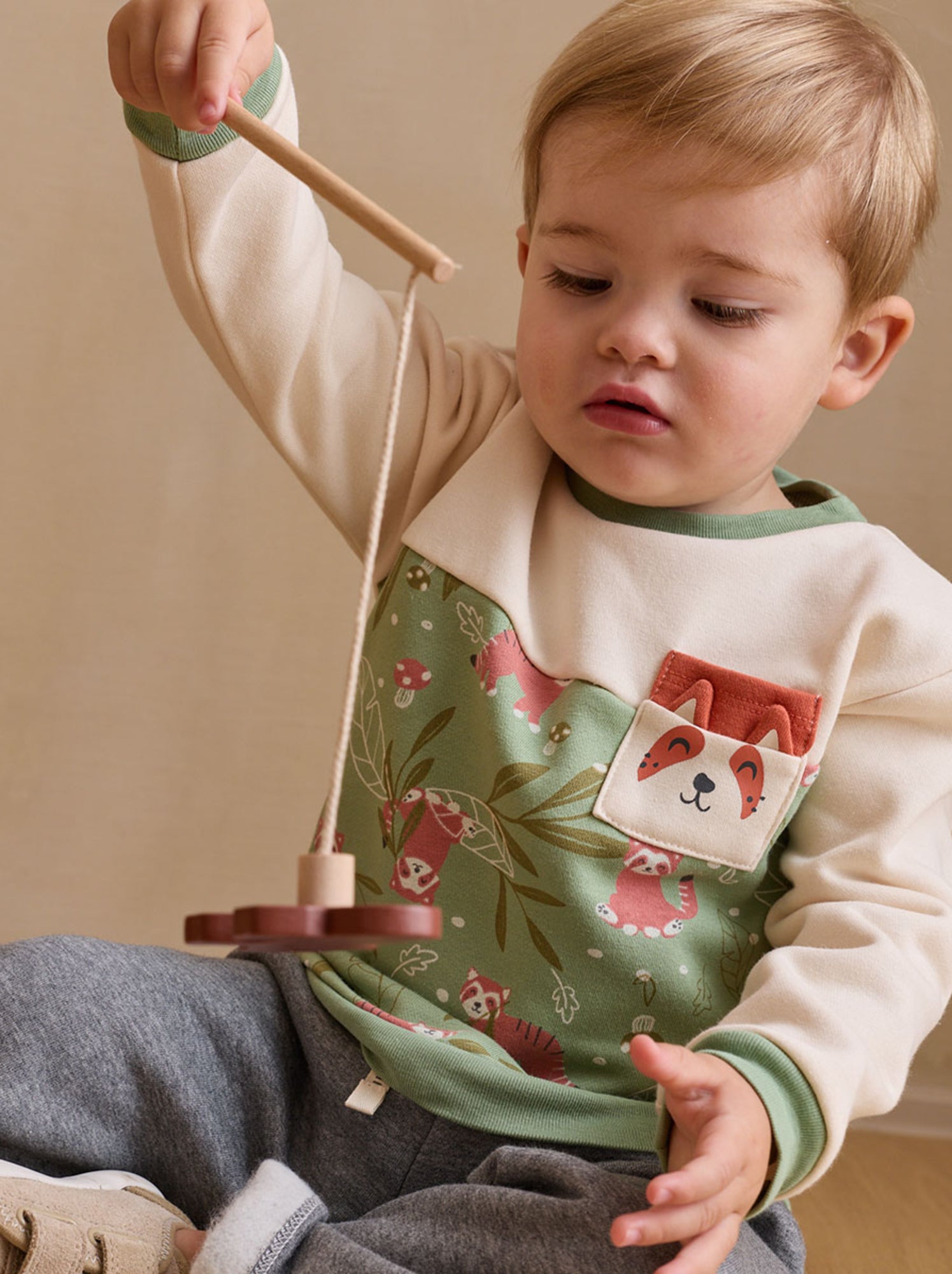Ensemble enfant sweat et pantalon en molleton gustin - Beige