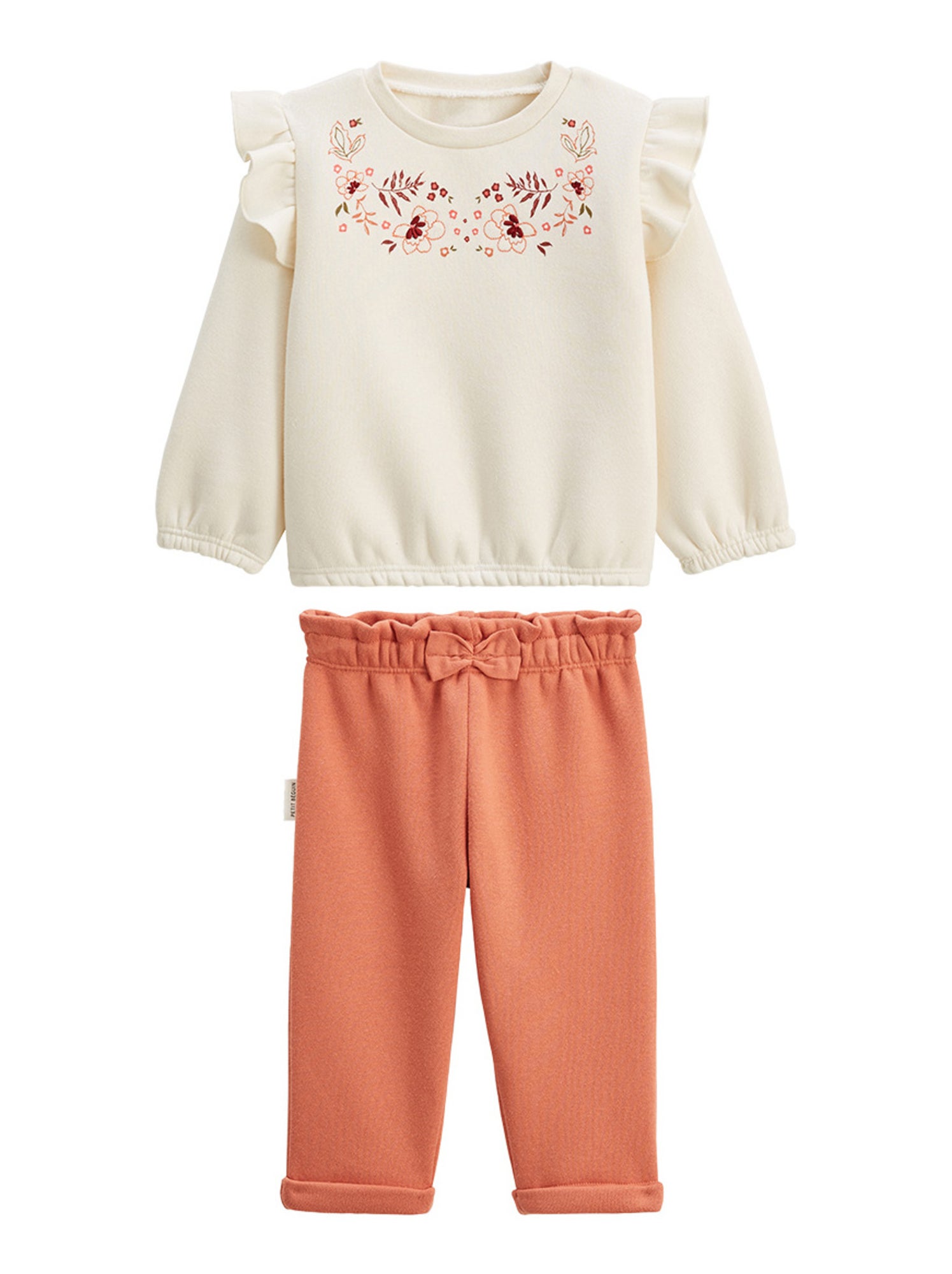 Ensemble enfant sweat et pantalon en molleton manouk - Orange corail