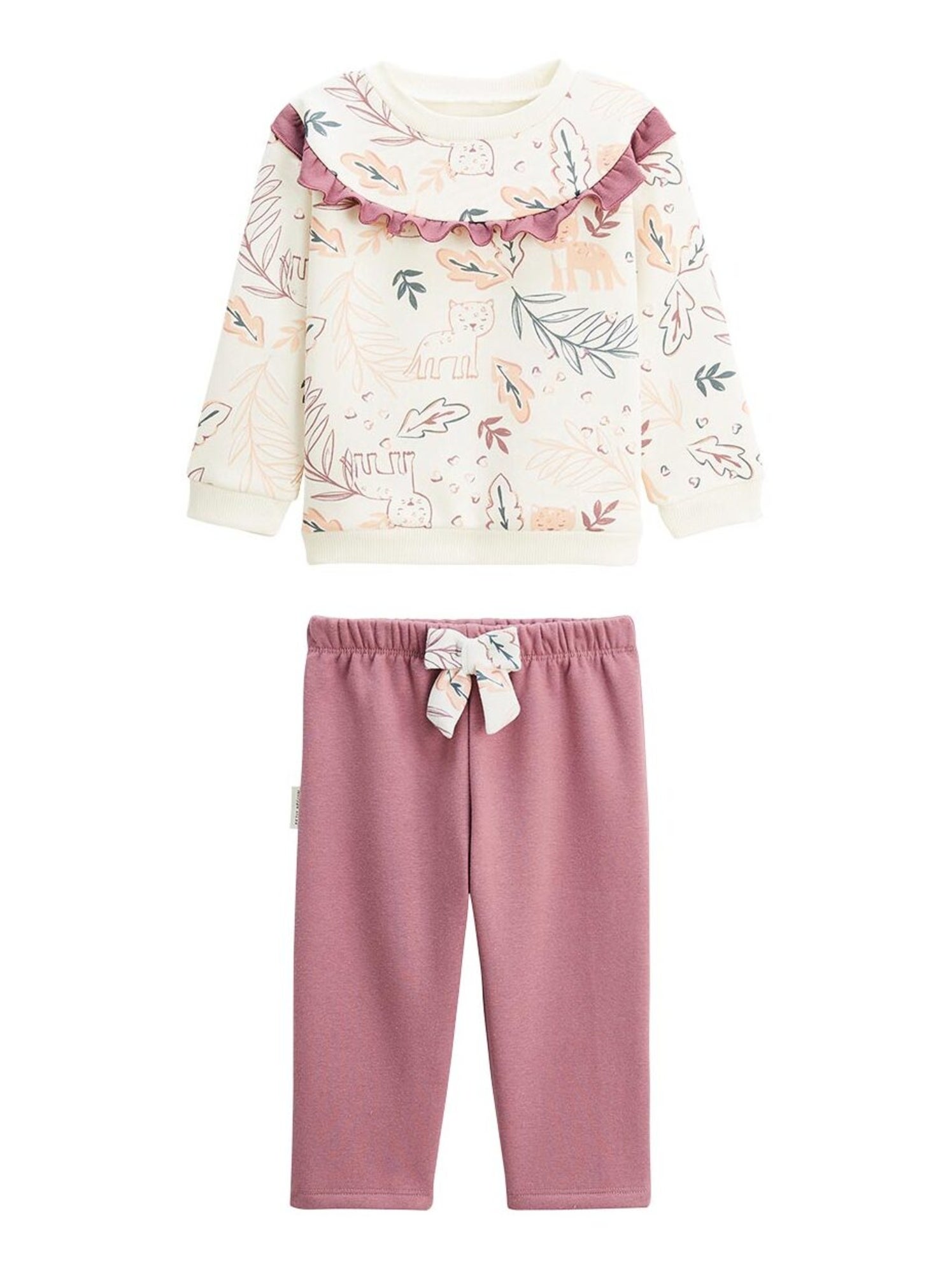 Ensemble enfant sweat et pantalon en molleton matcha - Rose