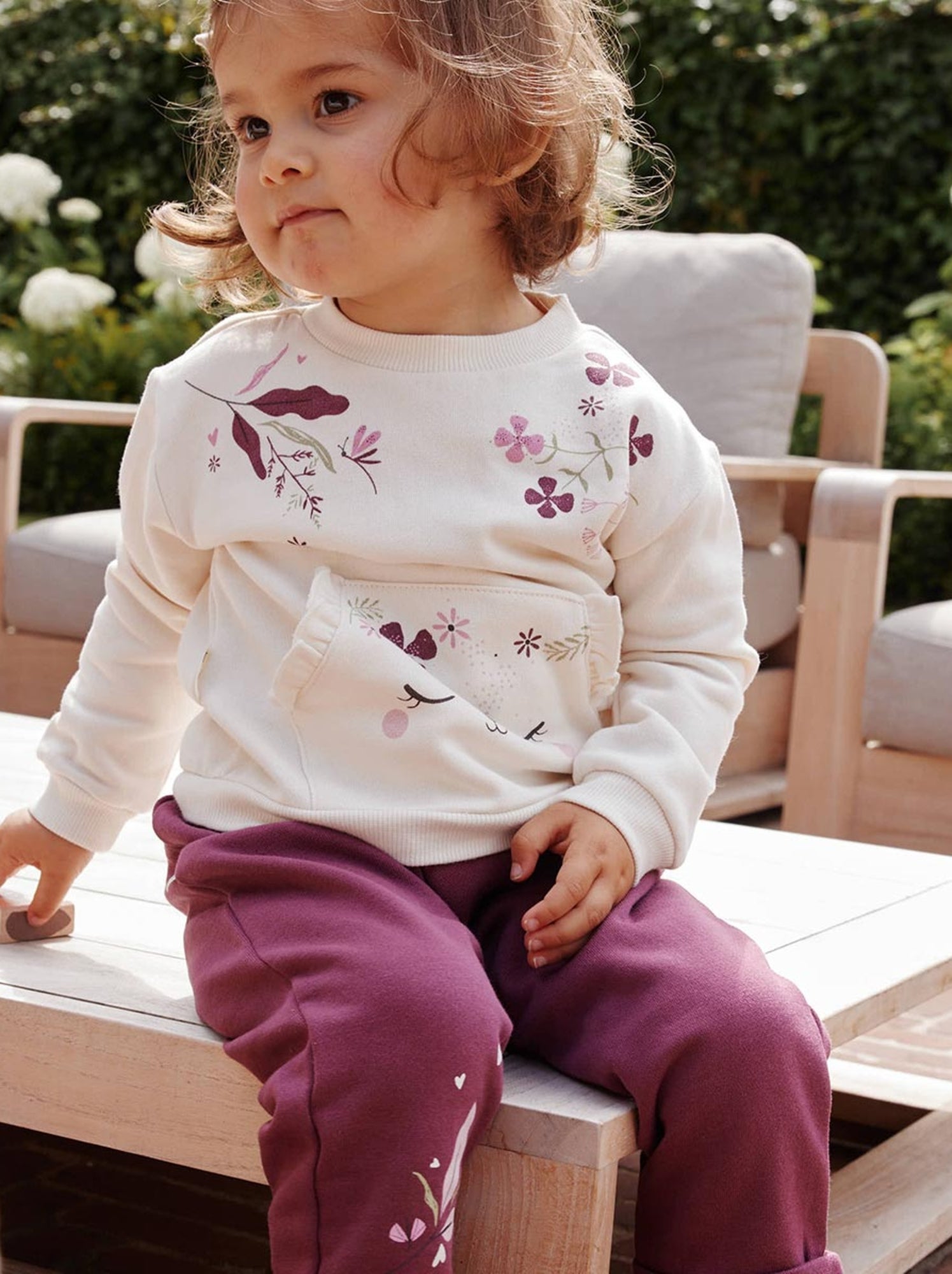 Ensemble enfant sweat et pantalon en molleton mila - Rose