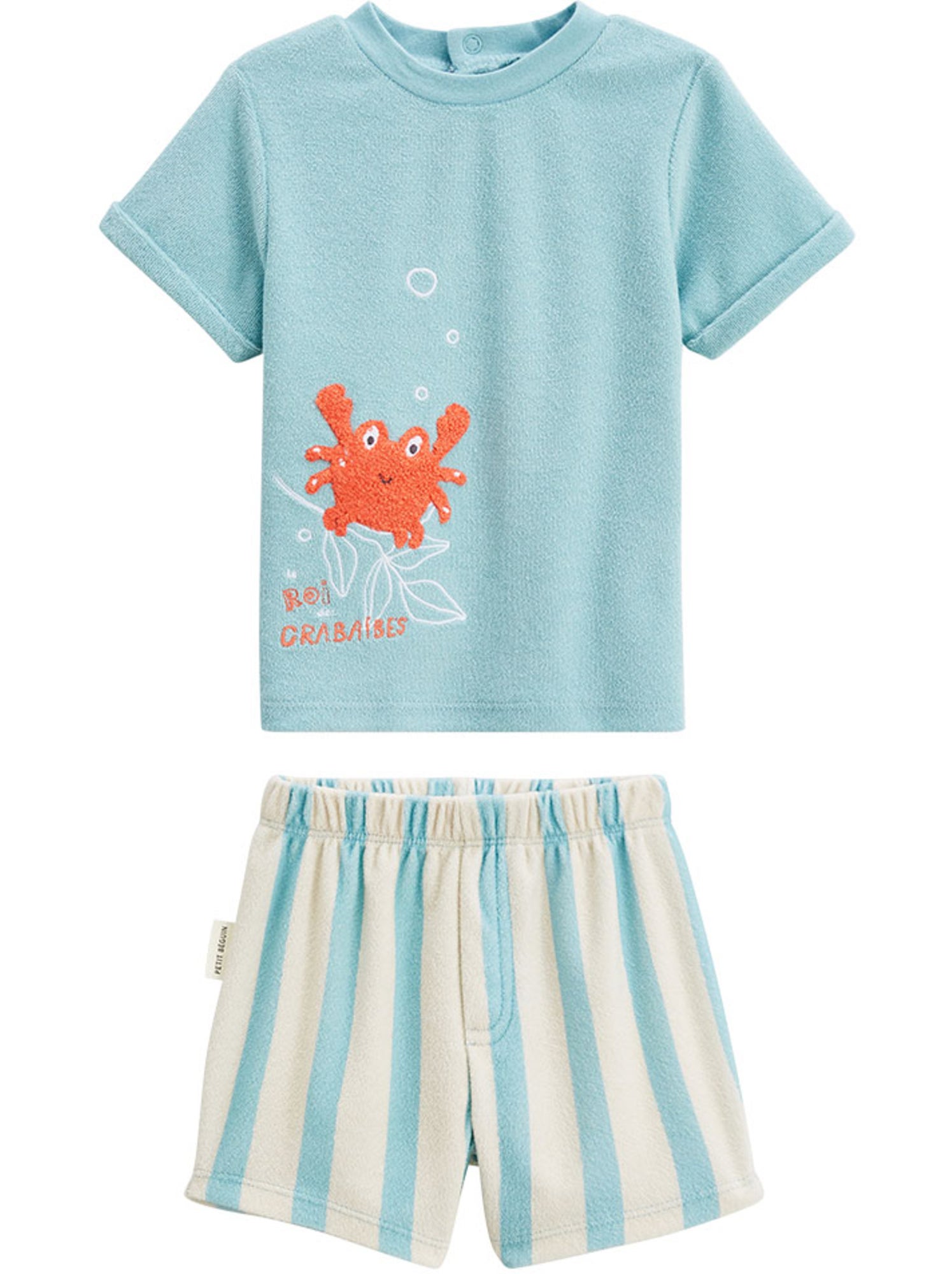 Ensemble enfant t-shirt et short en éponge cayo coco - Bleu