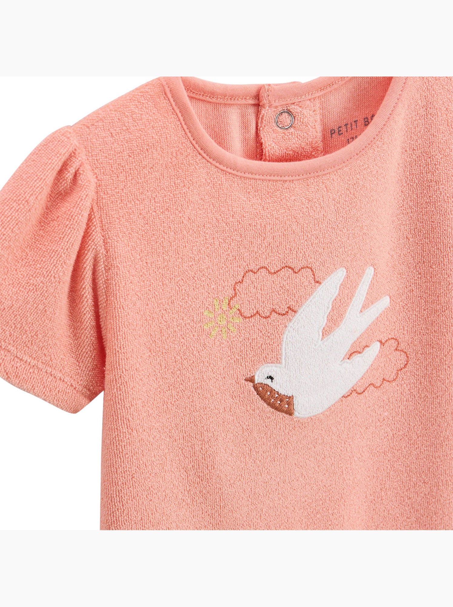 Ensemble enfant t-shirt et short en éponge honfleur - Orange corail
