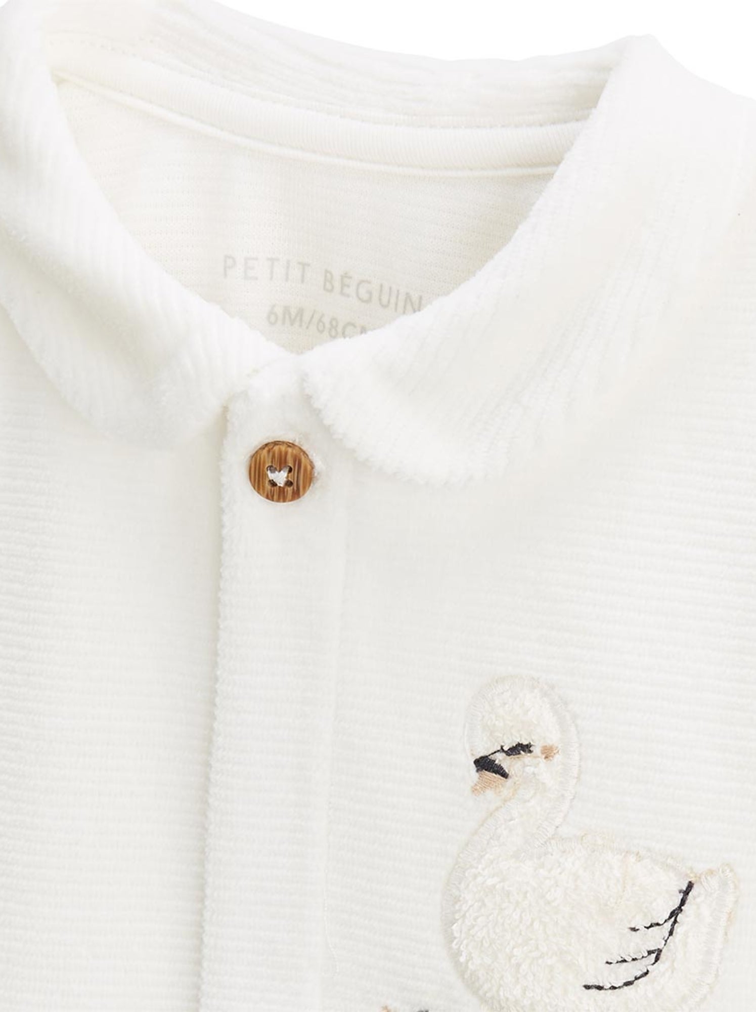 Ensemble gilet et pantalon bébé en velours perle - Ecru