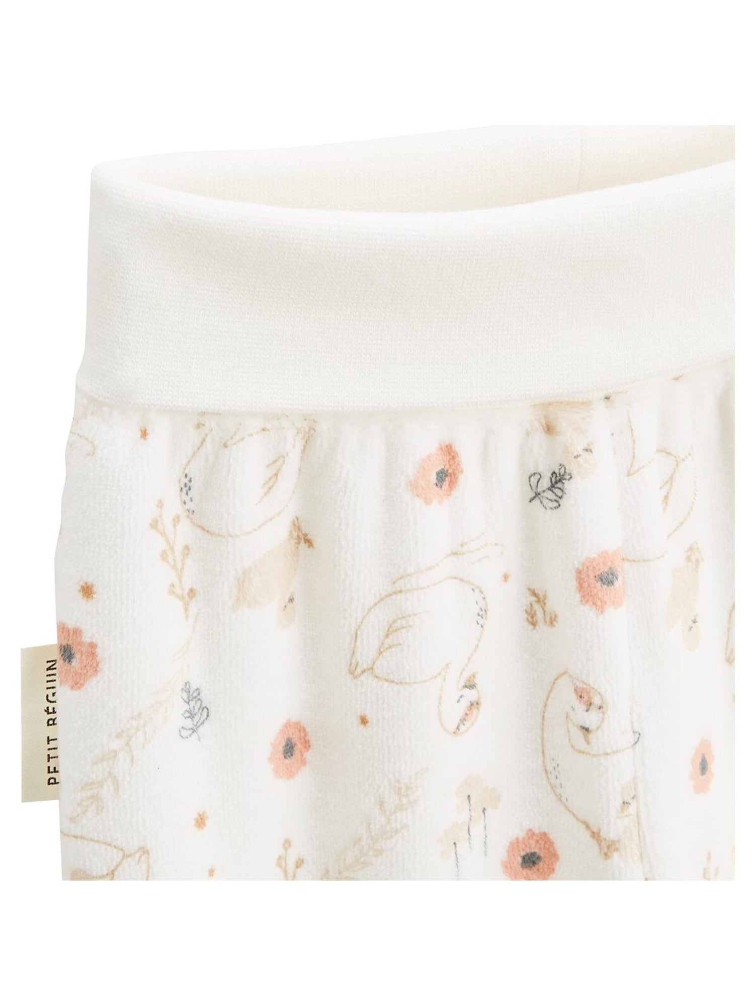 Ensemble gilet et pantalon bébé en velours perle - Ecru
