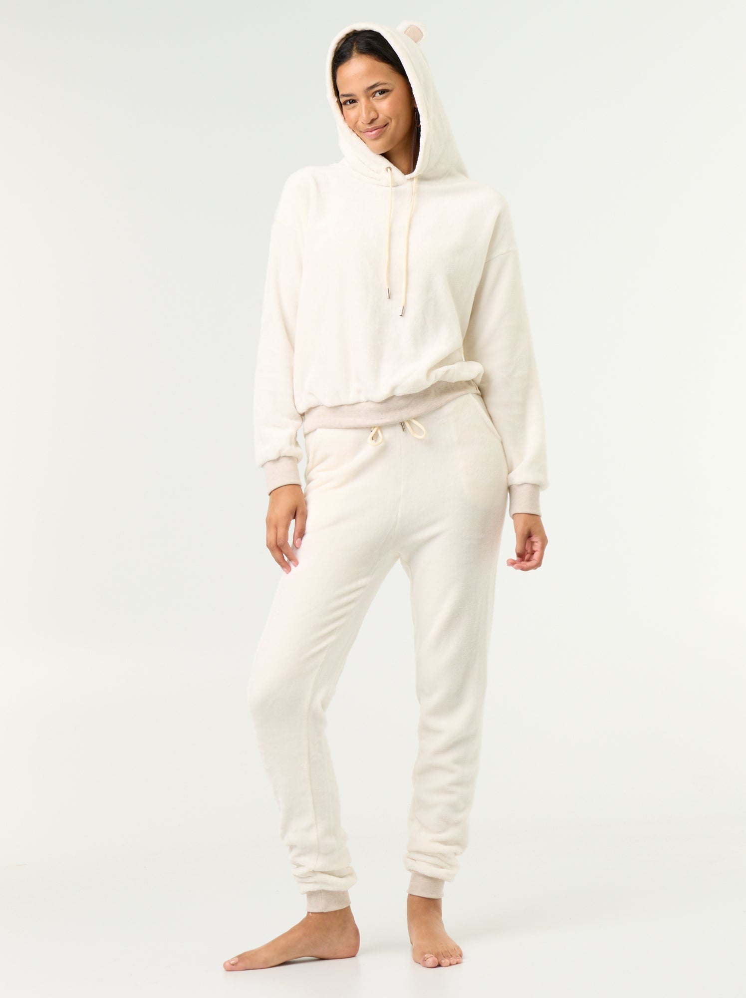 Ensemble homewear 2 pièces - Sweat + pantalon - Blanc