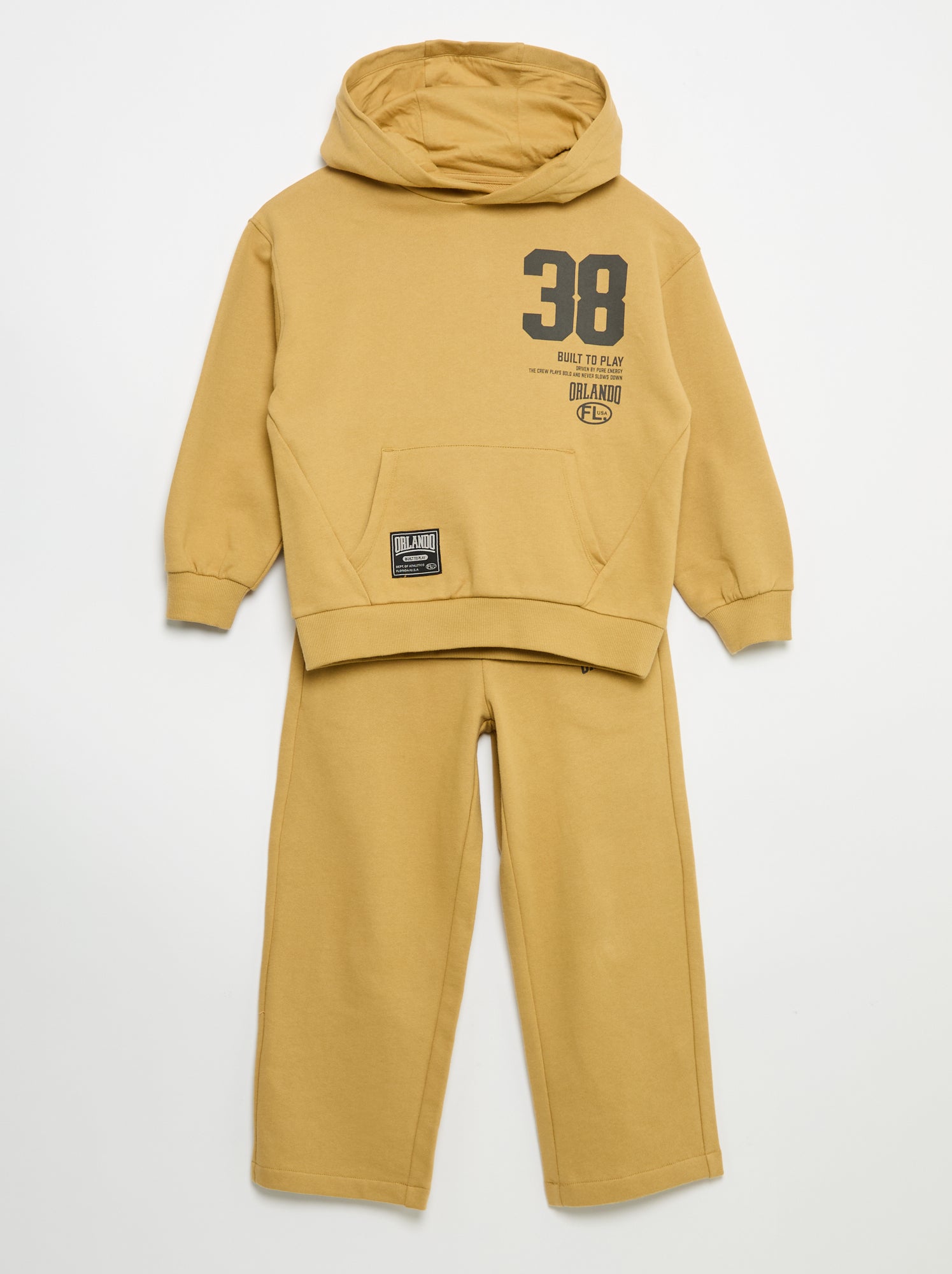 Ensemble jogging sweat zippé à capuche + jogging - 2 pièces - Jaune