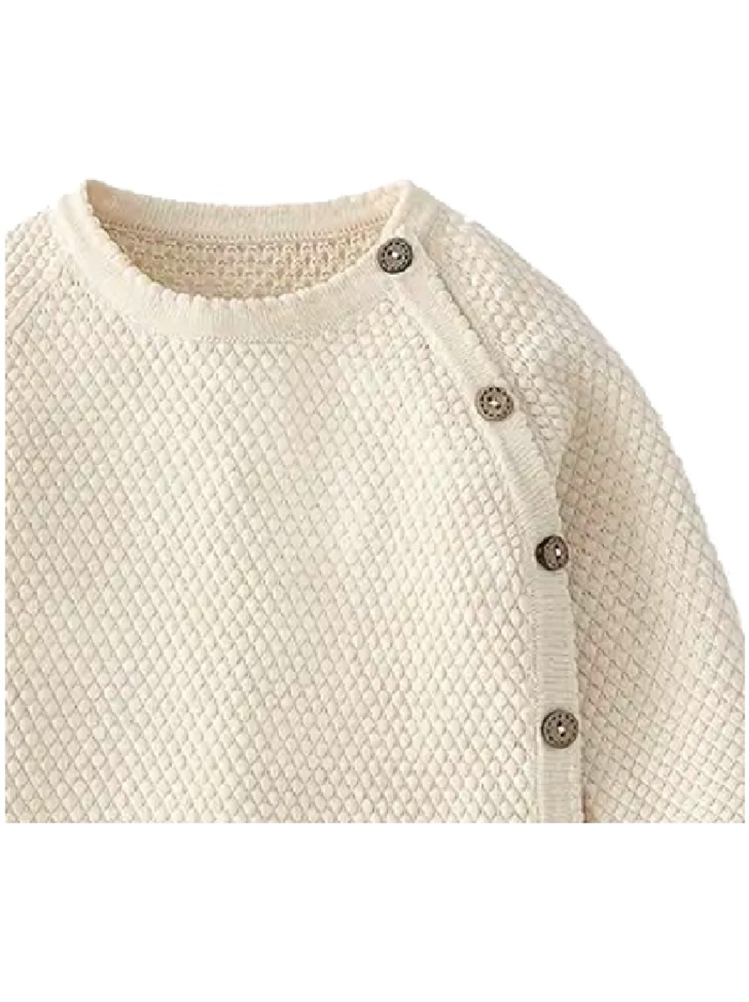 Ensemble Pull + Pantalon bébé tricot Les Chatounets - Ecru