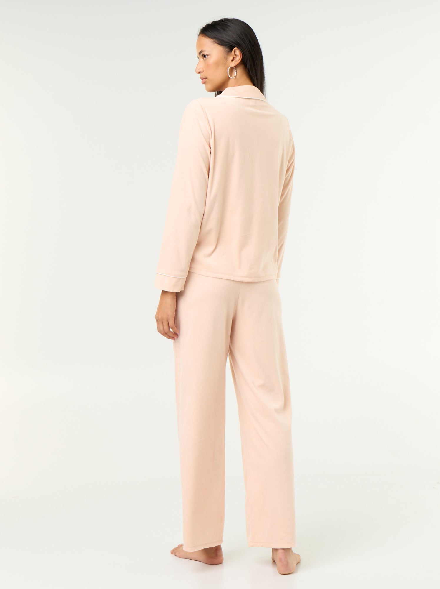 Ensemble pyjama 2 pièces - Chemisier + pantalon - Beige