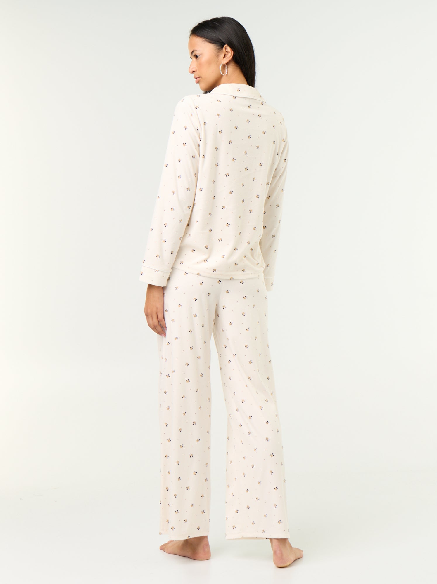 Ensemble pyjama 2 pièces - Chemisier + pantalon - Blanc (GIA49_3)
