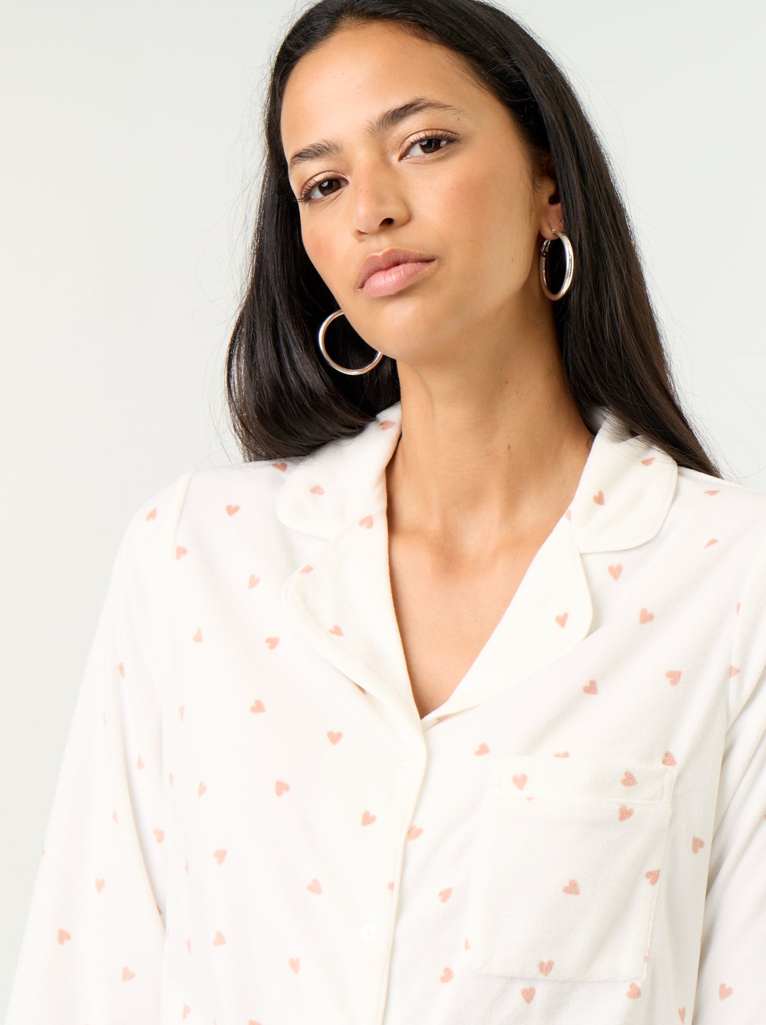 Ensemble pyjama 2 pièces - Chemisier + pantalon - Blanc (GIA49_4)