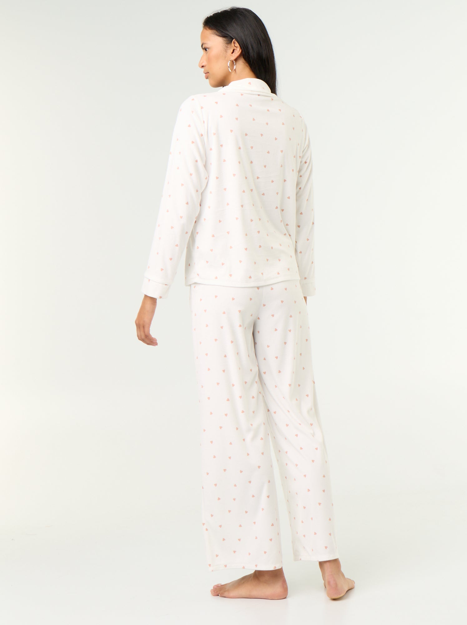 Ensemble pyjama 2 pièces - Chemisier + pantalon - Blanc (GIA49_4)