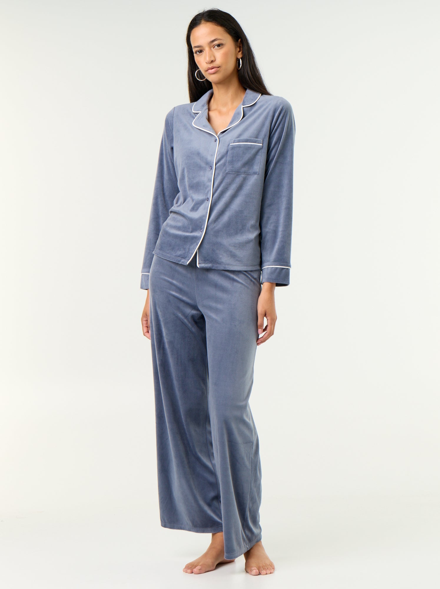 Ensemble pyjama 2 pièces - Chemisier + pantalon - Gris