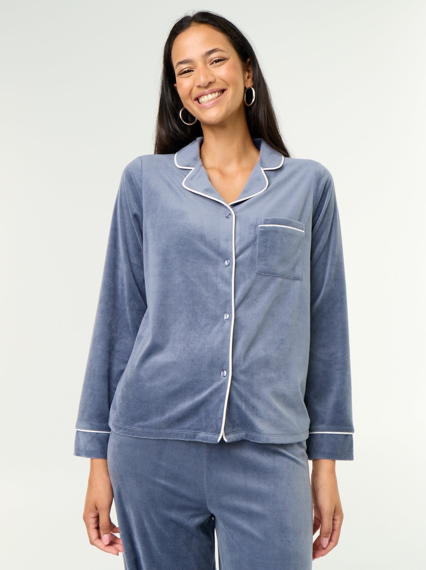 Ensemble pyjama 2 pièces - Chemisier + pantalon - Gris