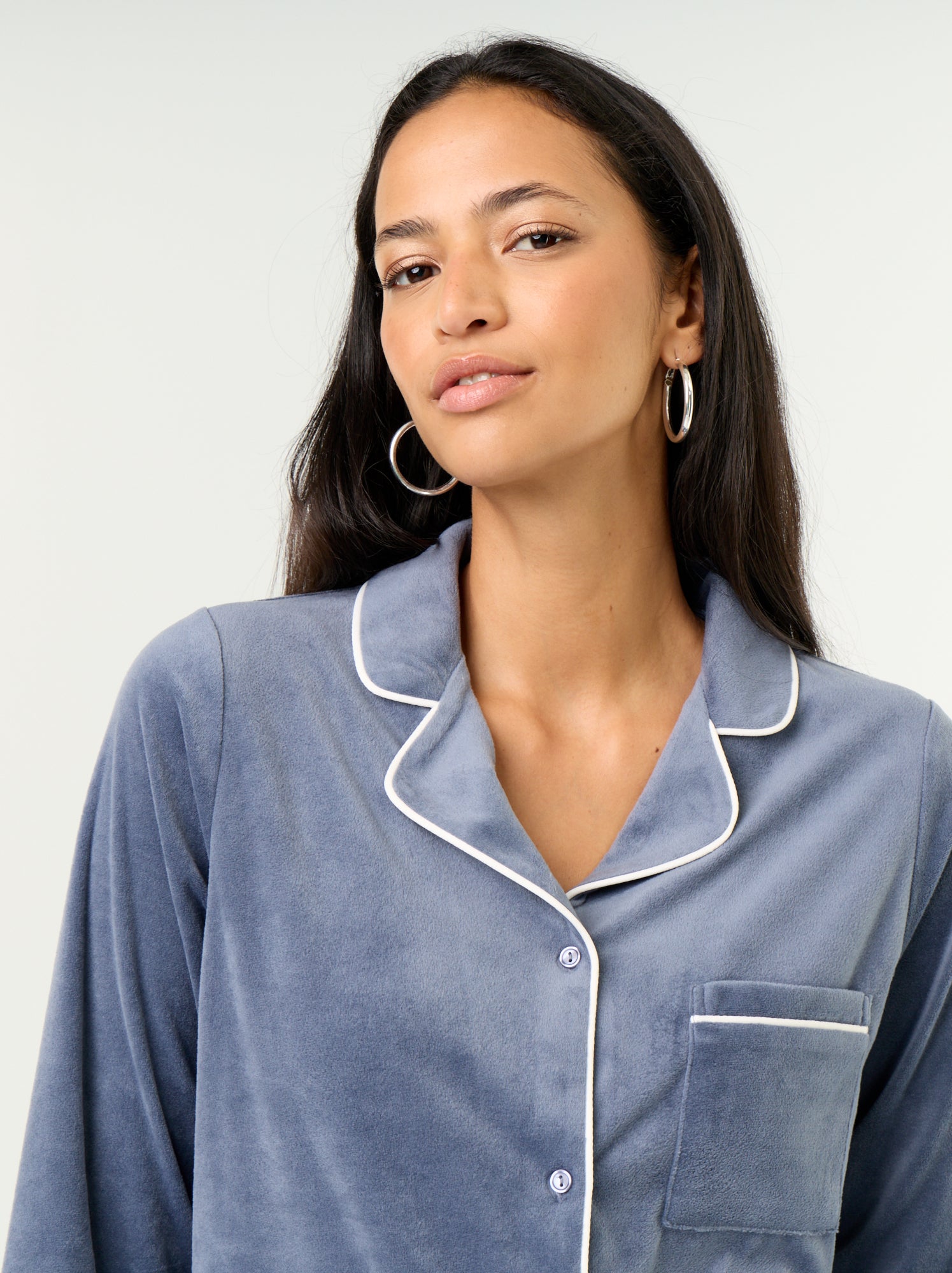 Ensemble pyjama 2 pièces - Chemisier + pantalon - Gris