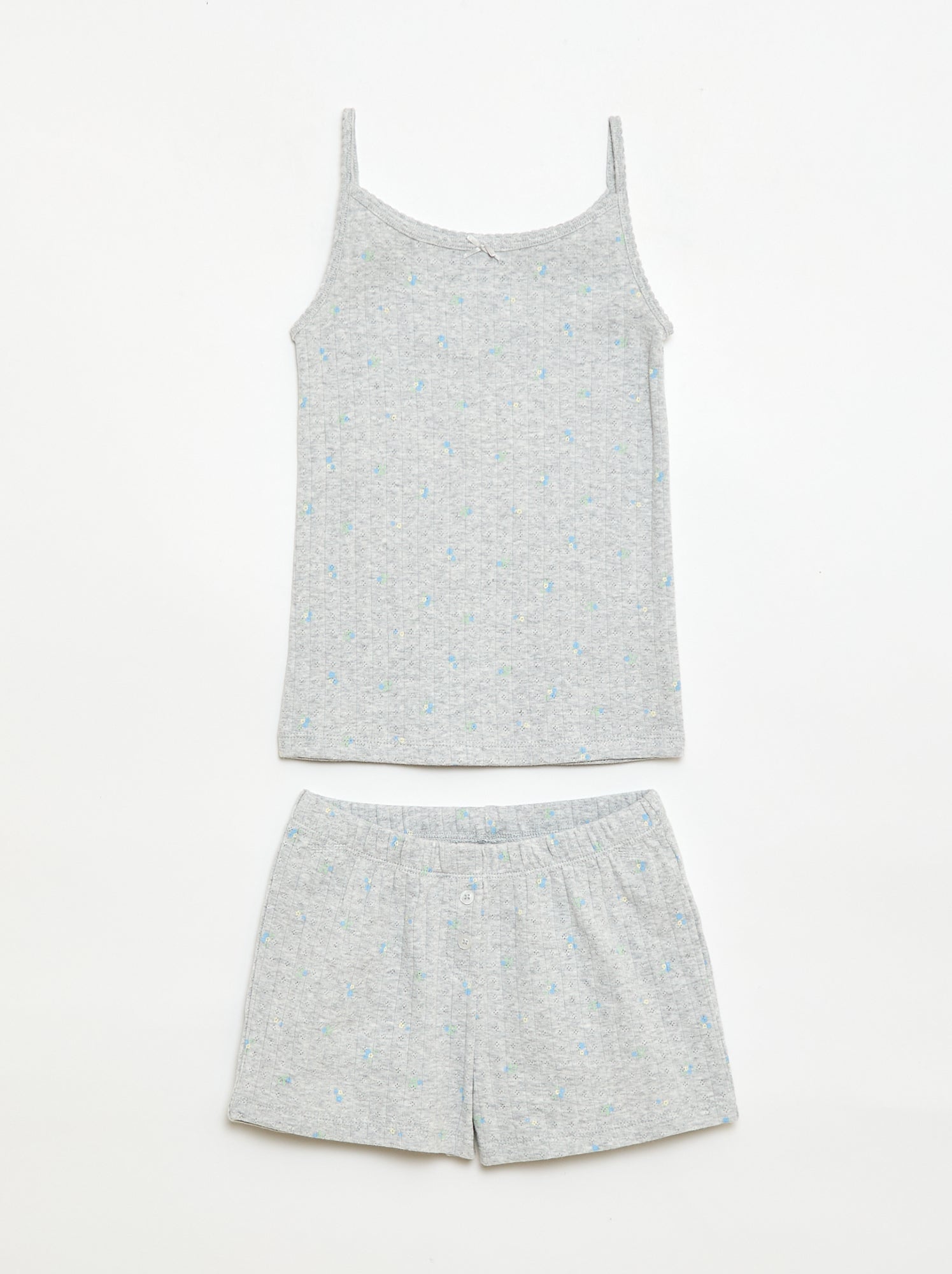 Ensemble pyjama court débardeur + short à motif - 2 pièces - Gris