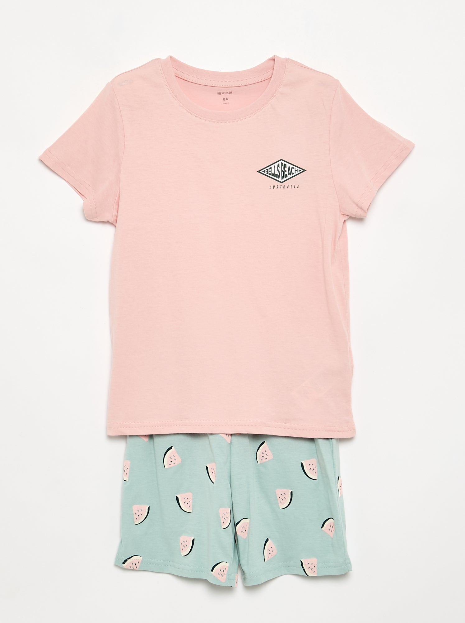 Ensemble pyjama court short + t-shirt - 2 pièces - Rose