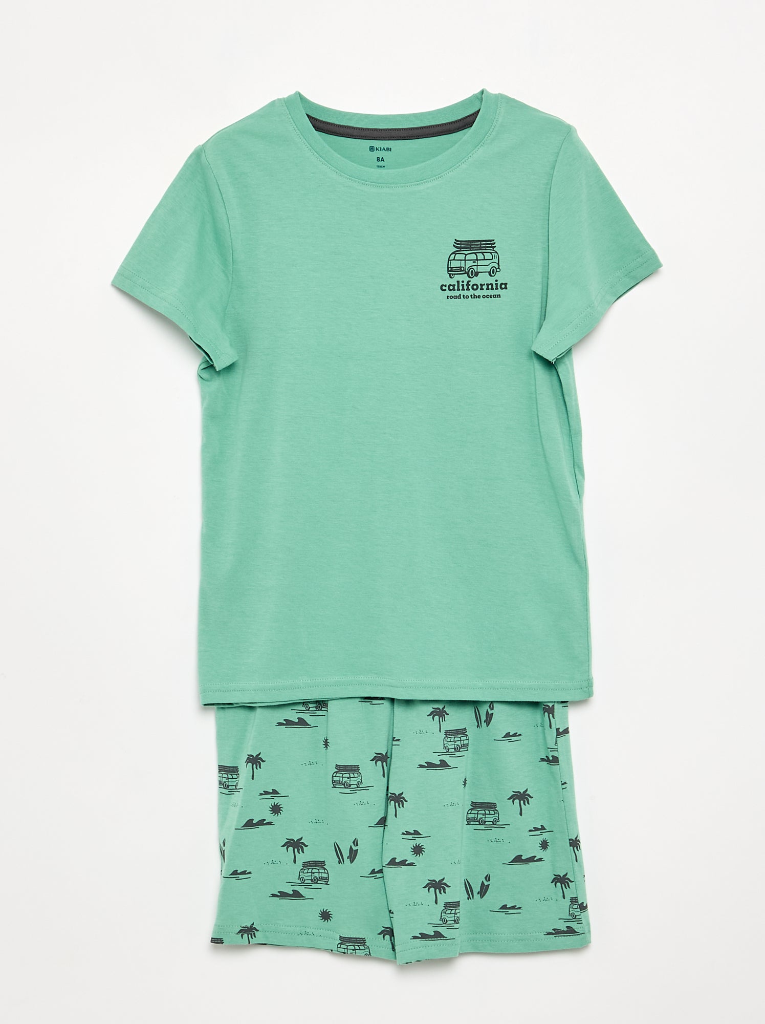 Ensemble pyjama court short + t-shirt - 2 pièces - Vert