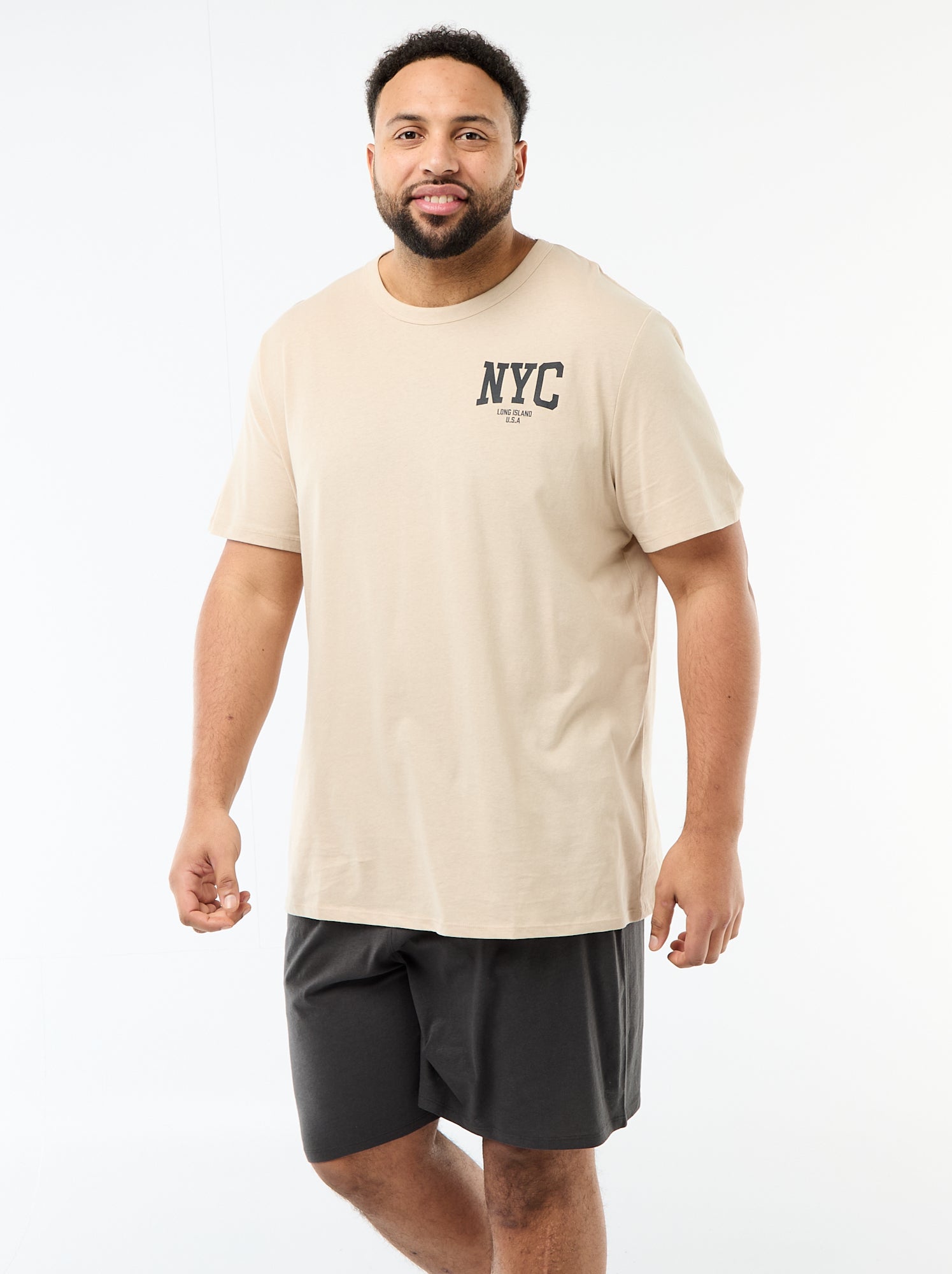 Ensemble pyjama court t-shirt + short - 2 pièces - Beige