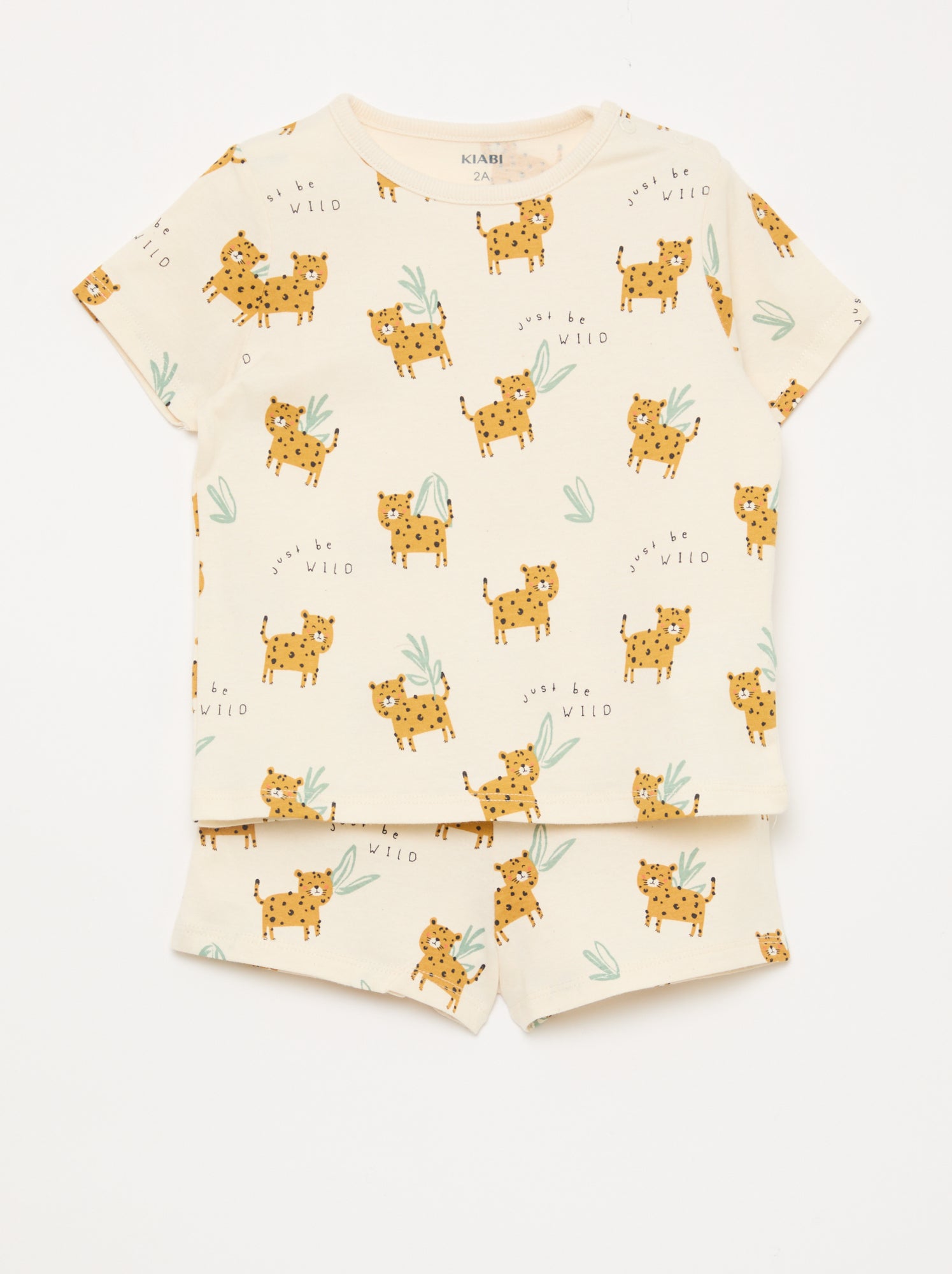 Ensemble pyjama court t-shirt + short - 2 pièces - Beige