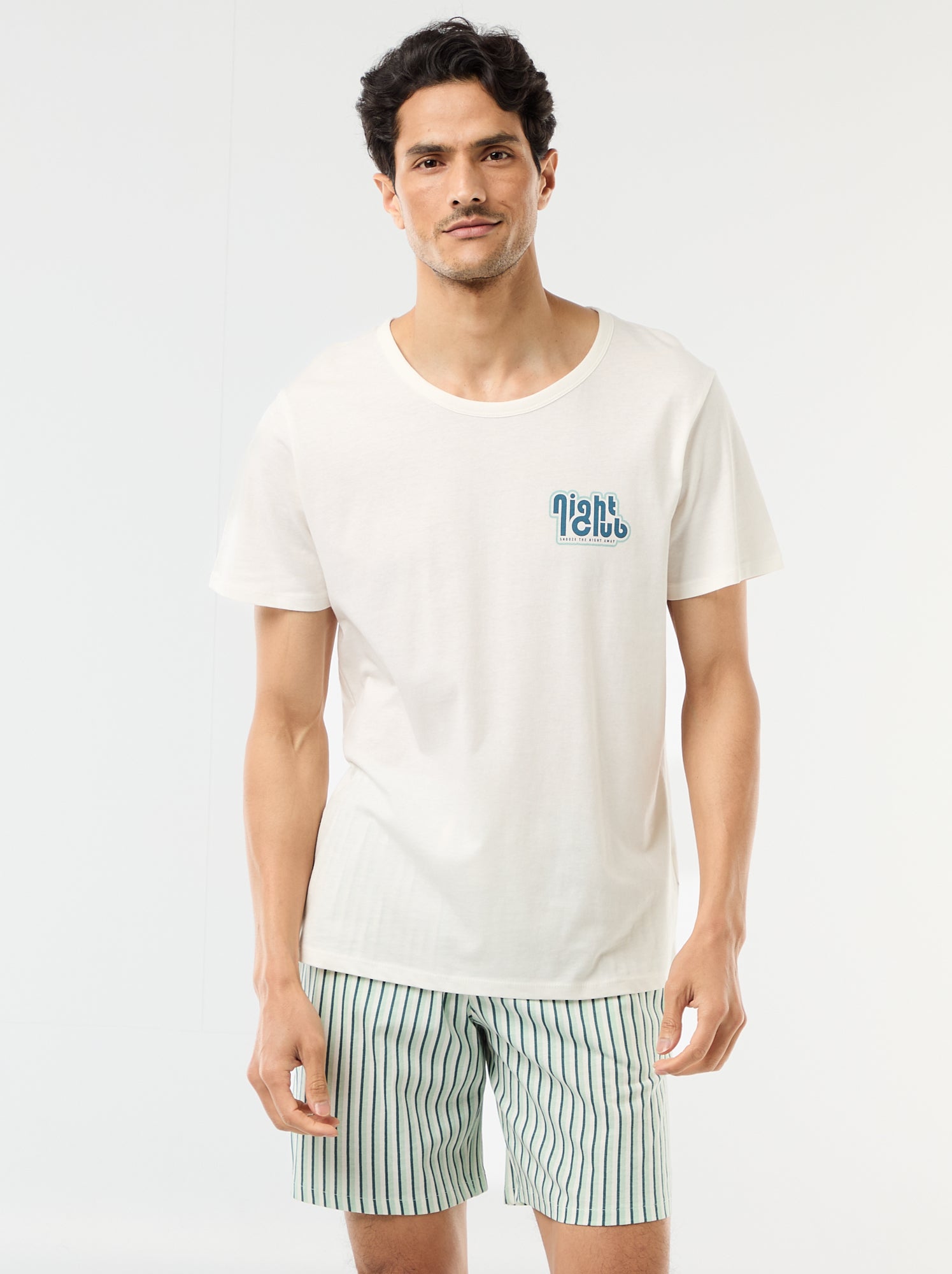 Ensemble pyjama court t-shirt + short - 2 pièces - Blanc