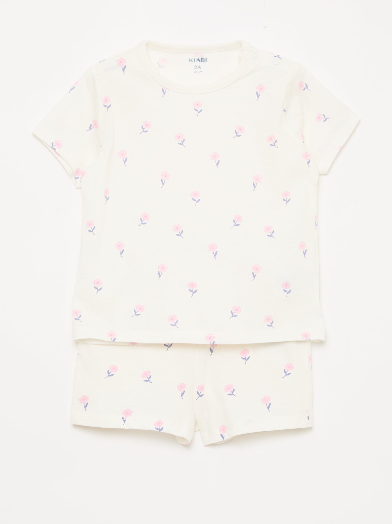 Ensemble pyjama court t-shirt + short - 2 pièces - Blanc