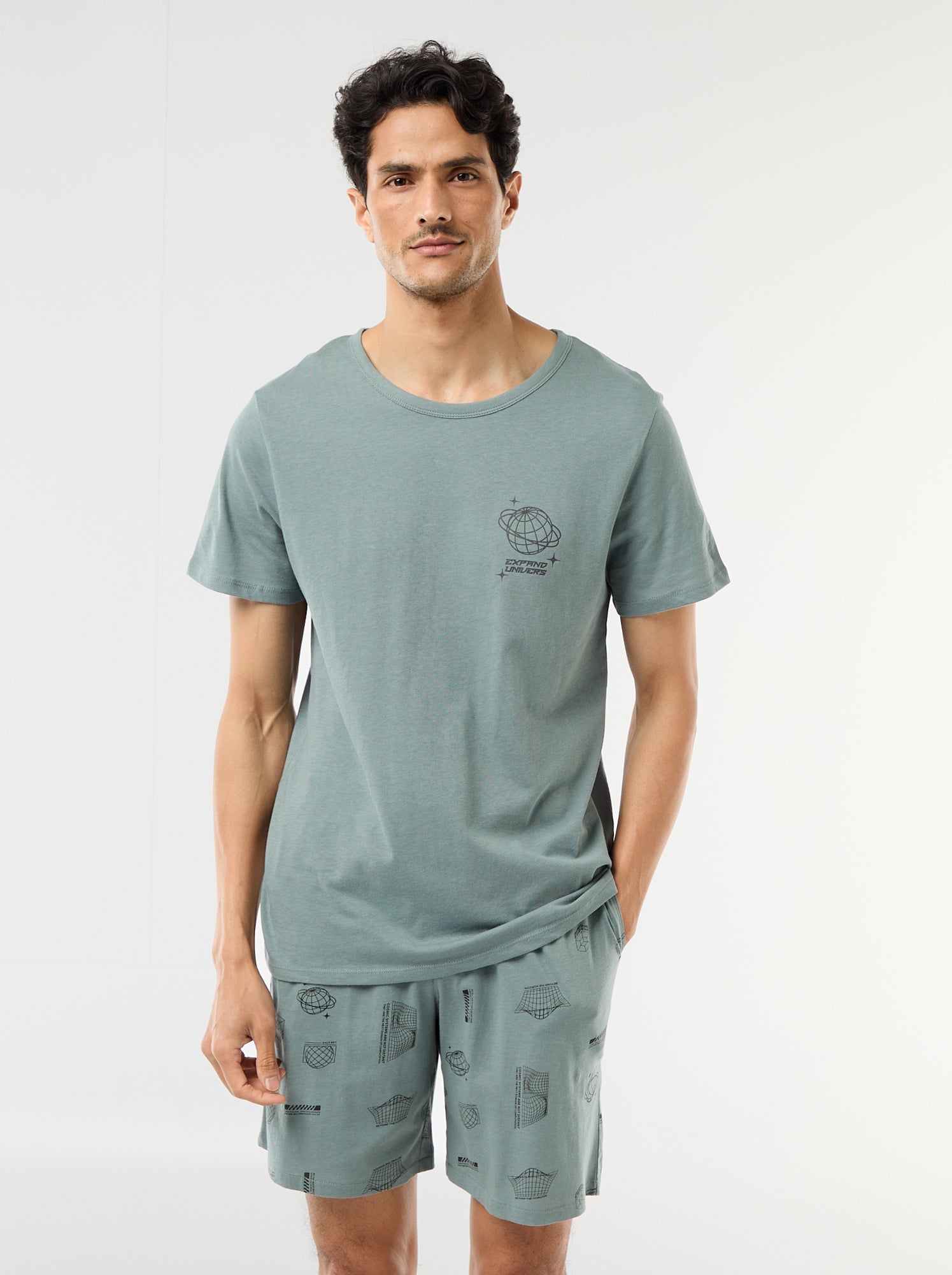 Ensemble pyjama court t-shirt + short - 2 pièces - Bleu