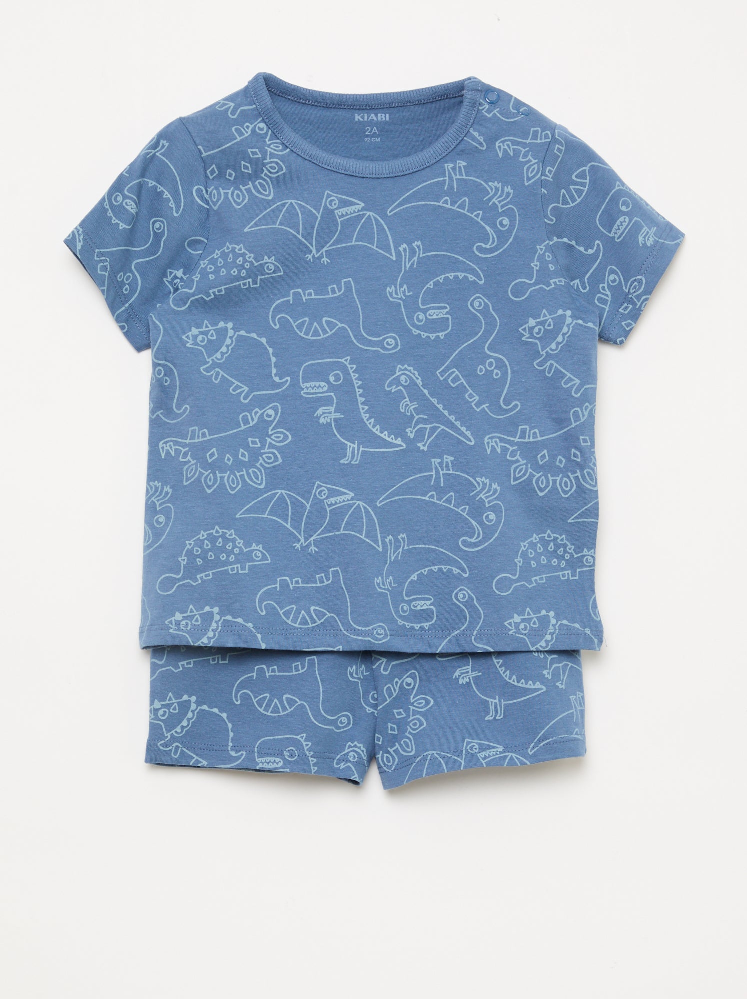 Ensemble pyjama court t-shirt + short - 2 pièces - Bleu (EYY90_3)