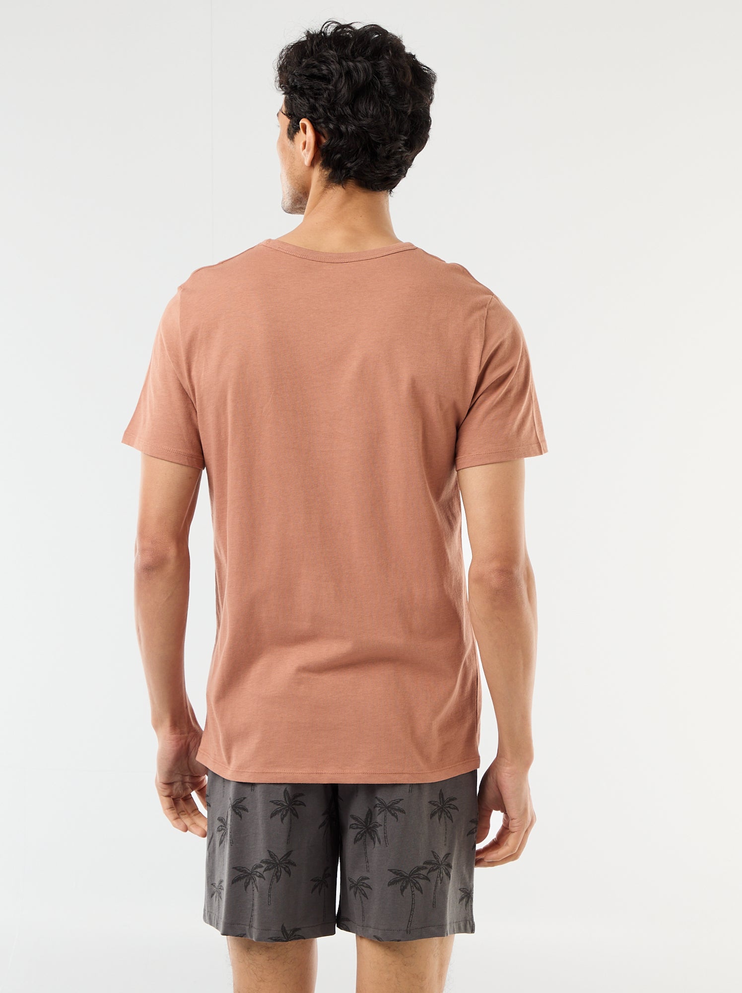 Ensemble pyjama court t-shirt + short - 2 pièces - Marron