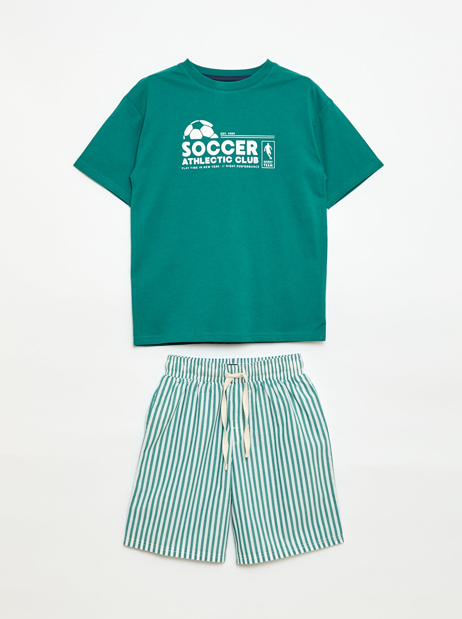 Ensemble pyjama court t-shirt + short - 2 pièces - Vert