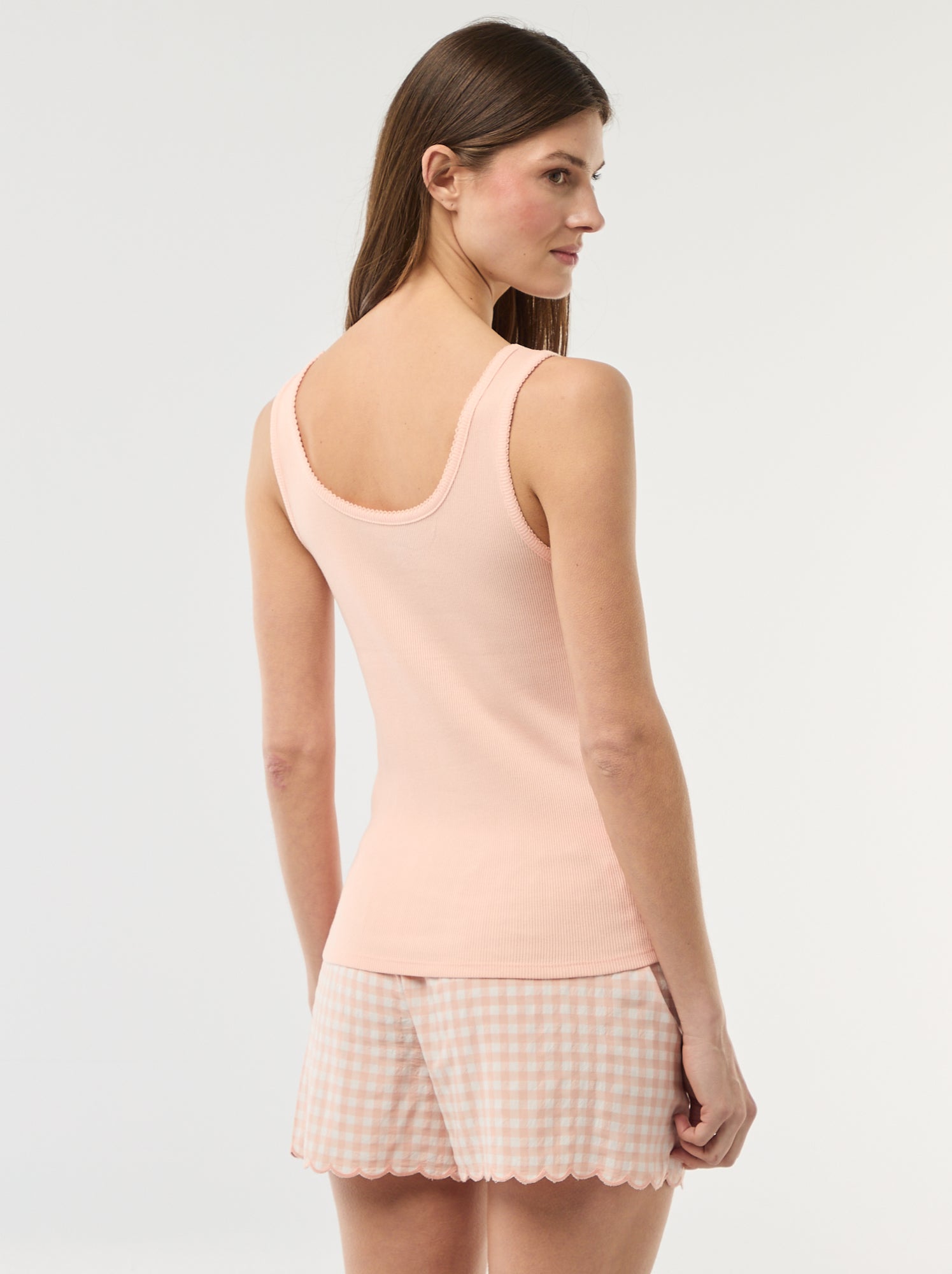 Ensemble pyjama court vichy - 2 pièces - Orange