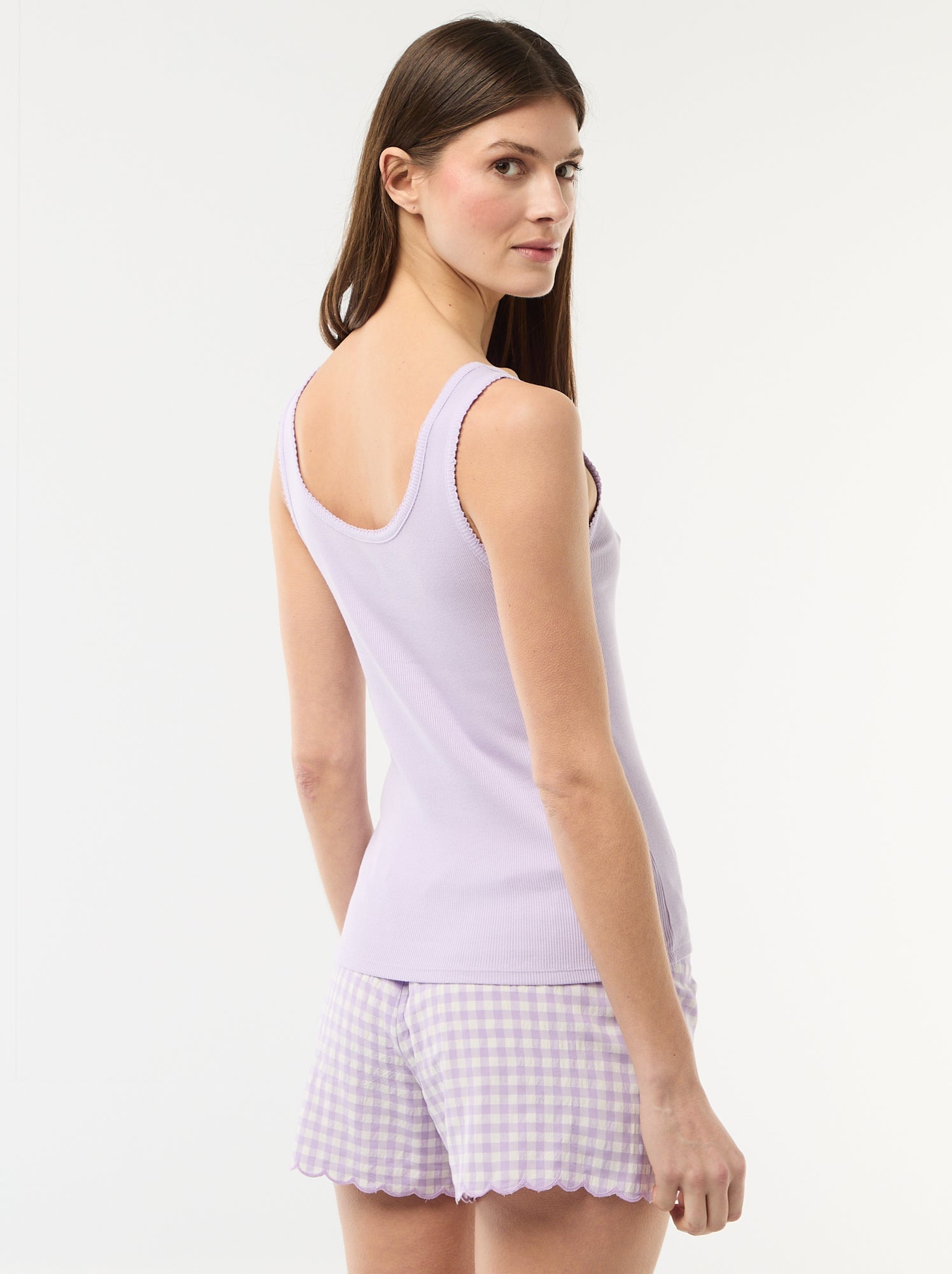 Ensemble pyjama court vichy - 2 pièces - Violet